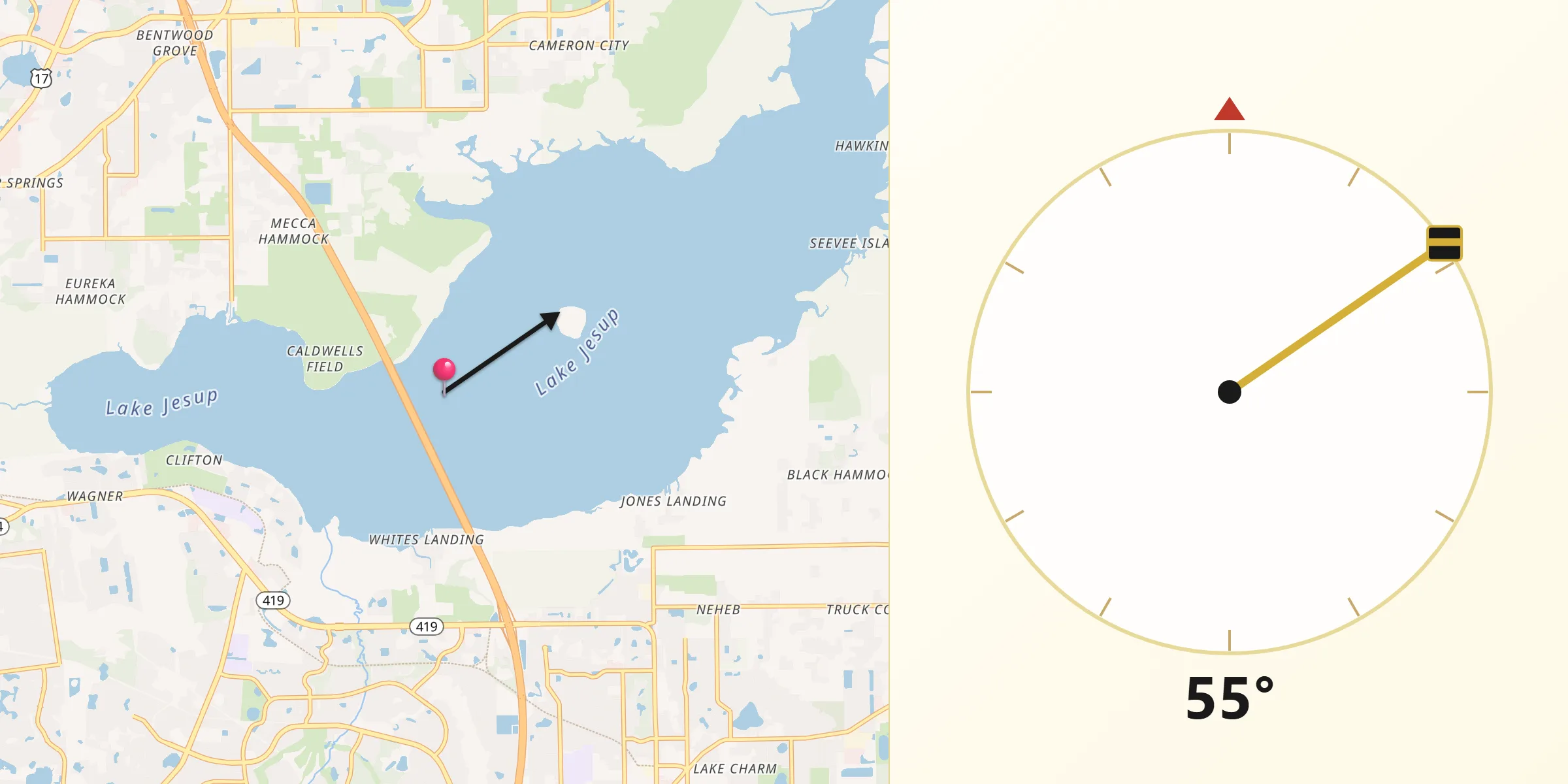 Qibla Direction from Seminole County