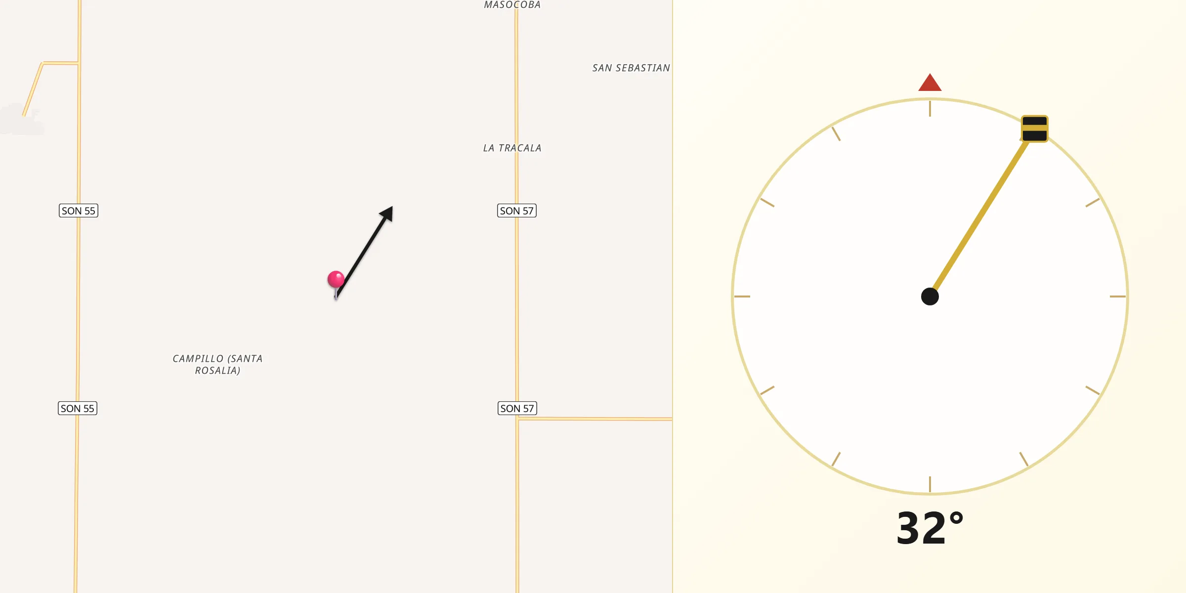 Dirección de la Qibla desde La Providencia