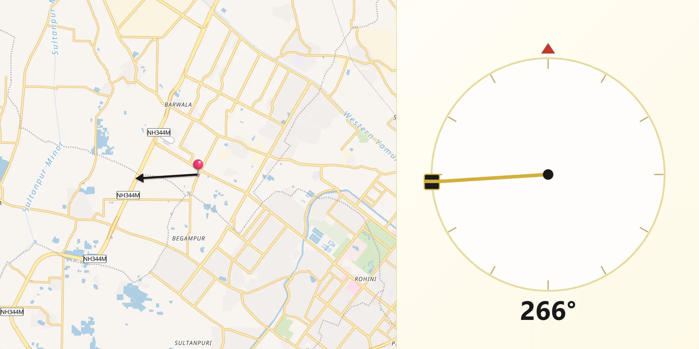 Qibla Direction from Rohini