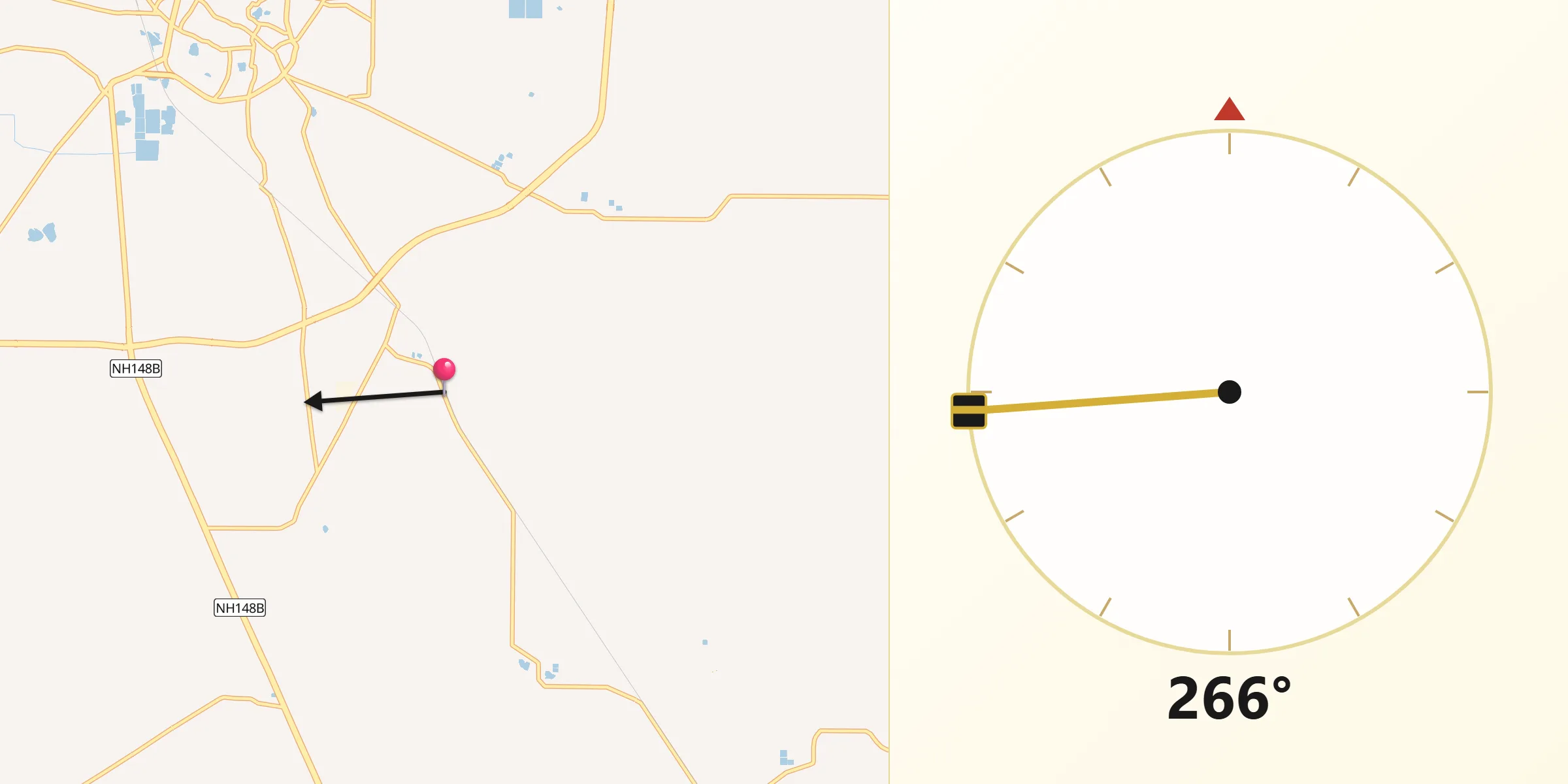 Qibla Direction from Bhiwani