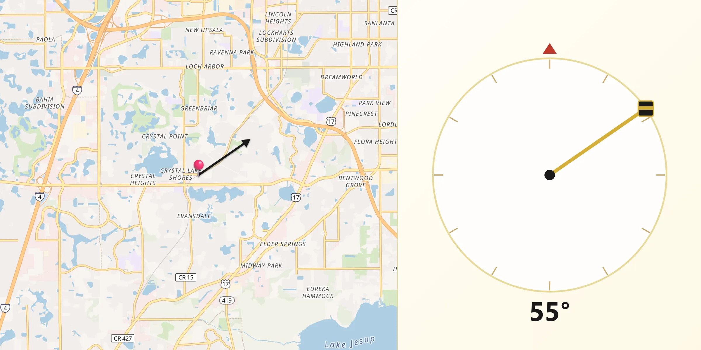 Qibla Direction from Lake Mary