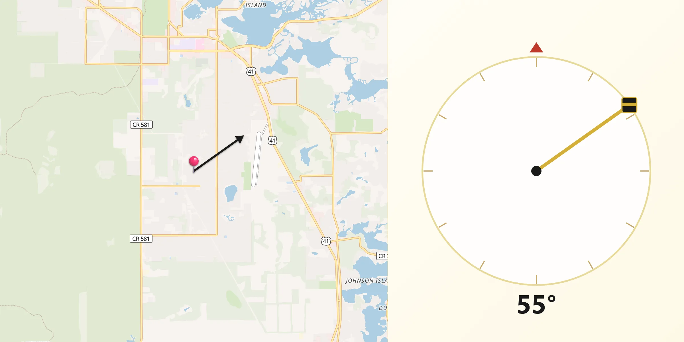 Qibla Direction from Inverness Highlands South