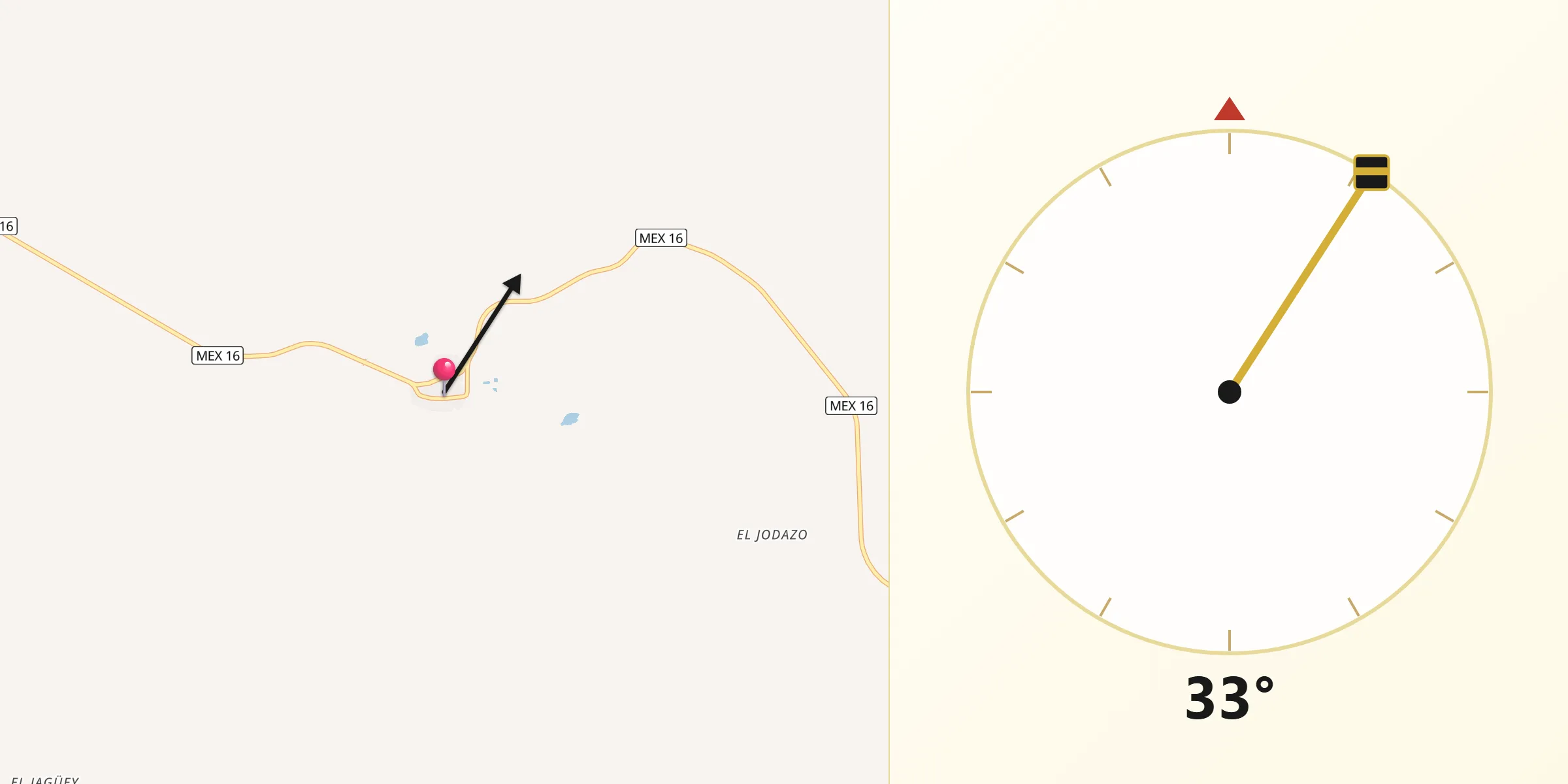 Dirección de la Qibla desde La Colorada
