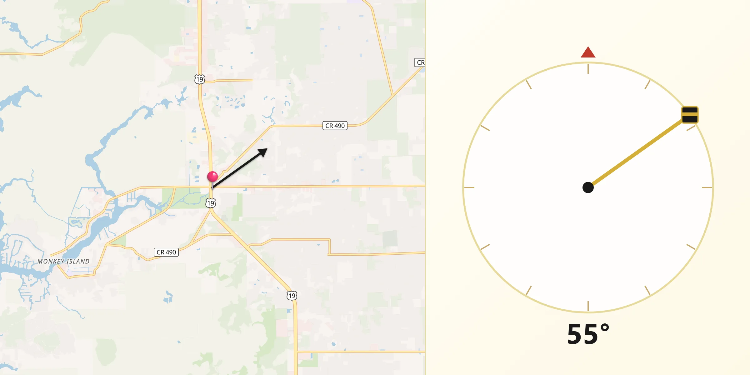 Qibla Direction from Homosassa Springs