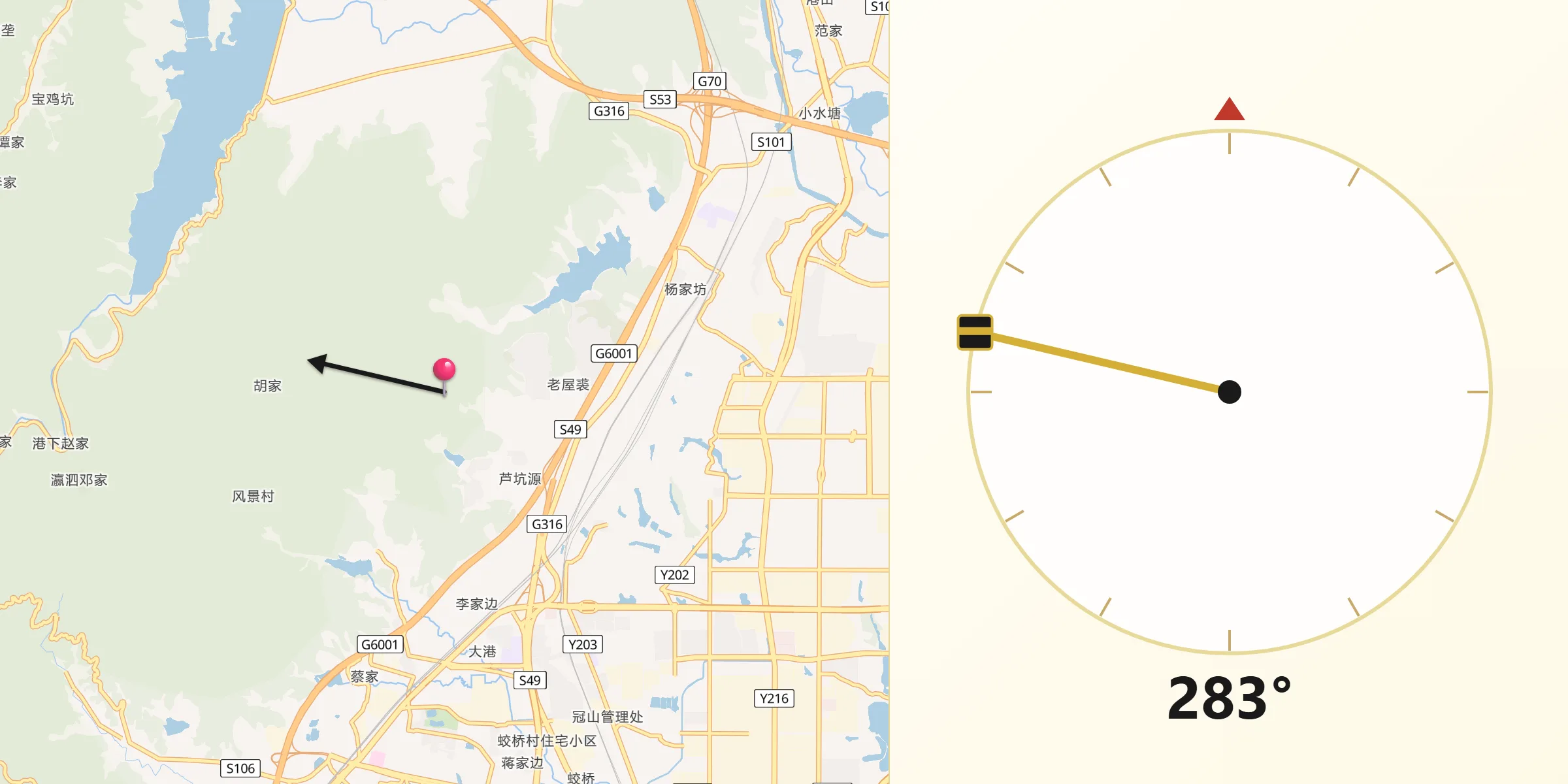 从Xinjian朝向麦加的方向