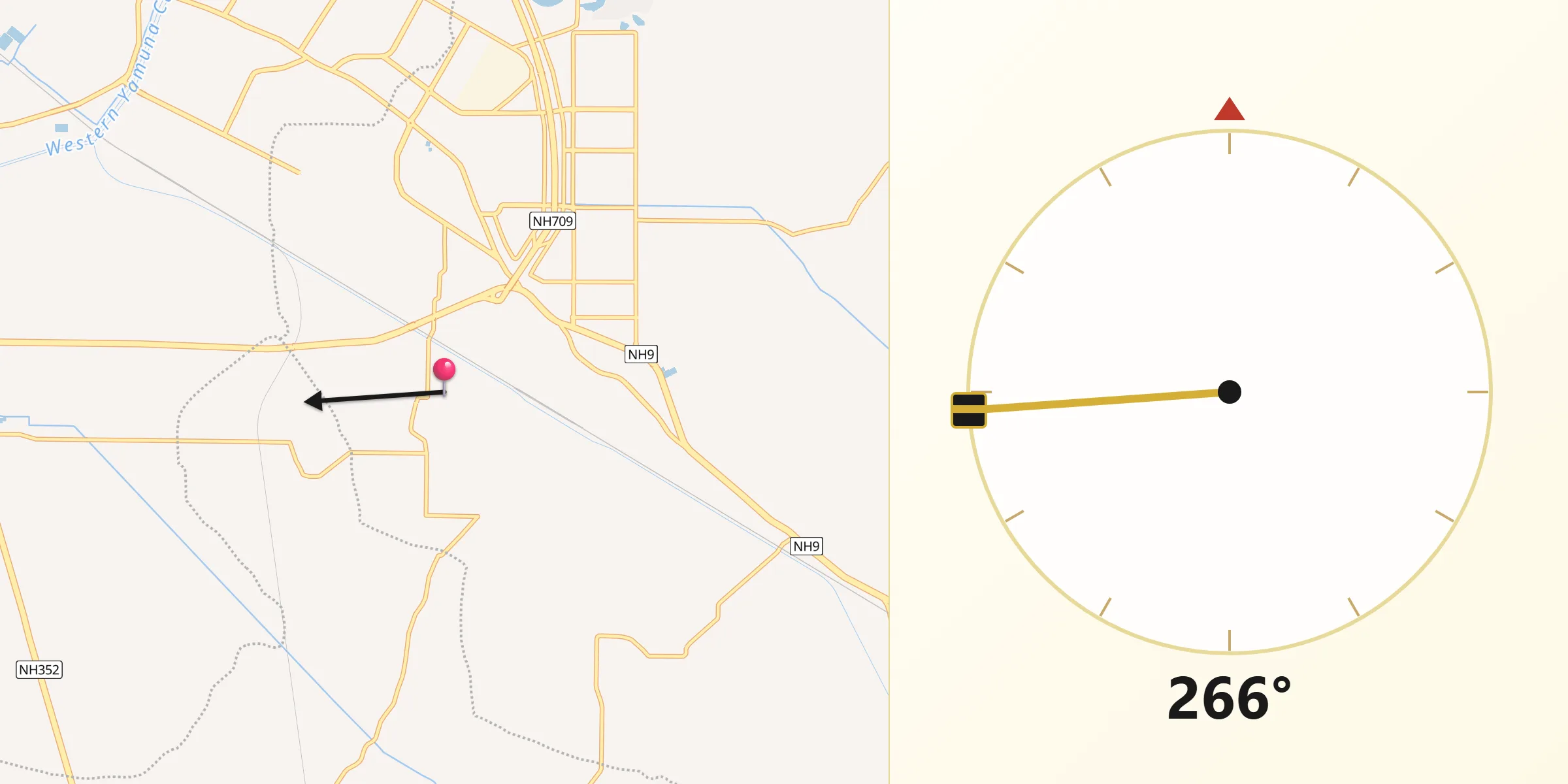 Qibla Direction from Rohtak