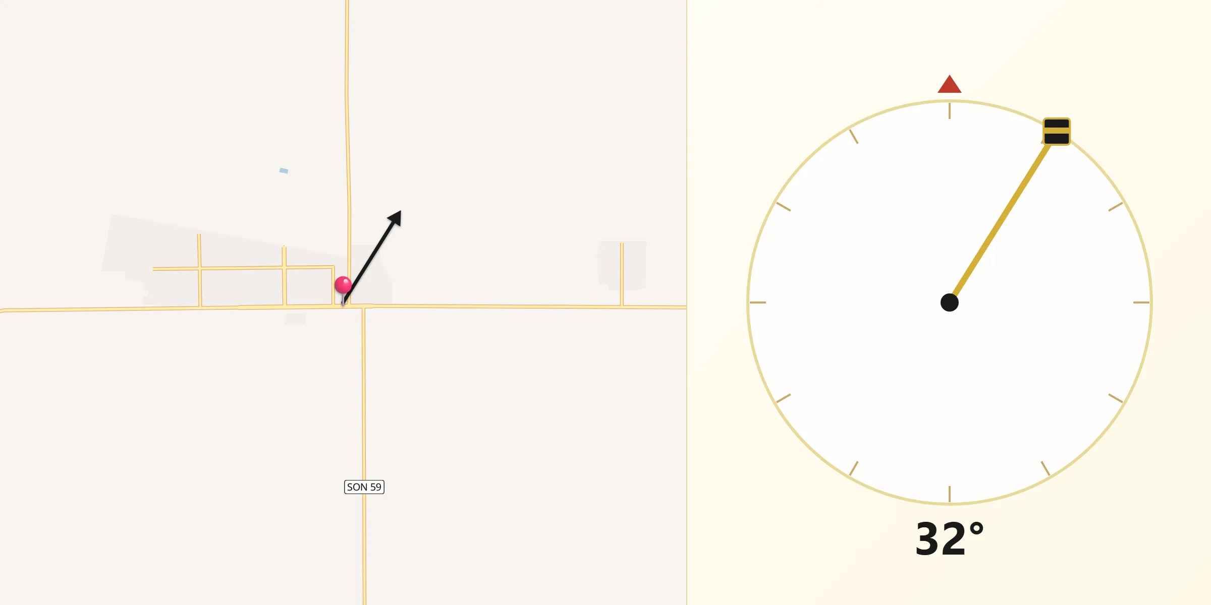 Dirección de la Qibla desde Miguel Alemán (La Doce)