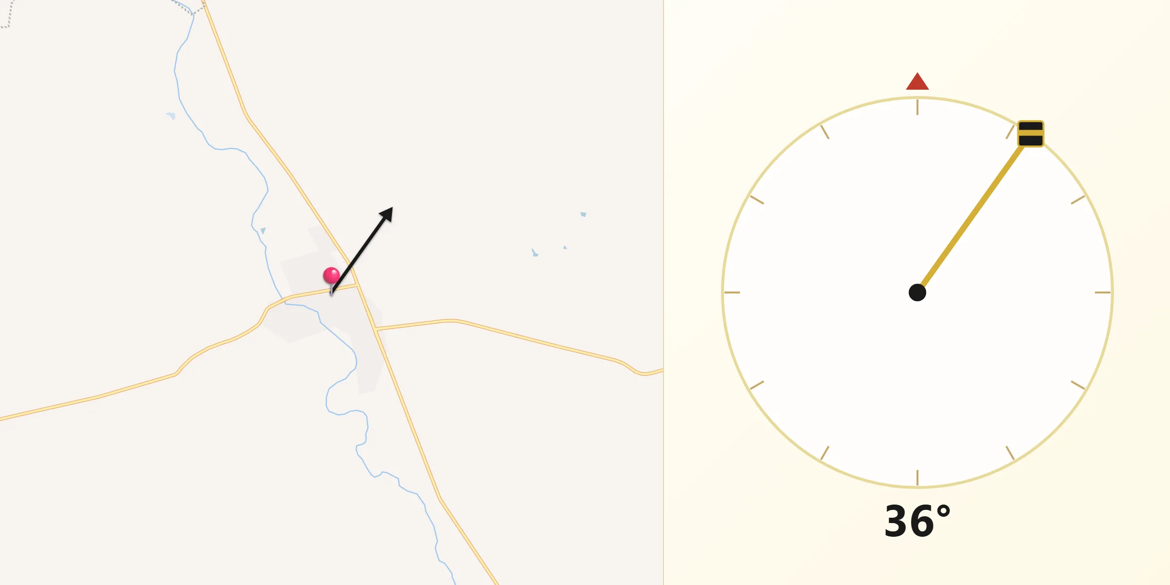 Dirección de la Qibla desde Matachí