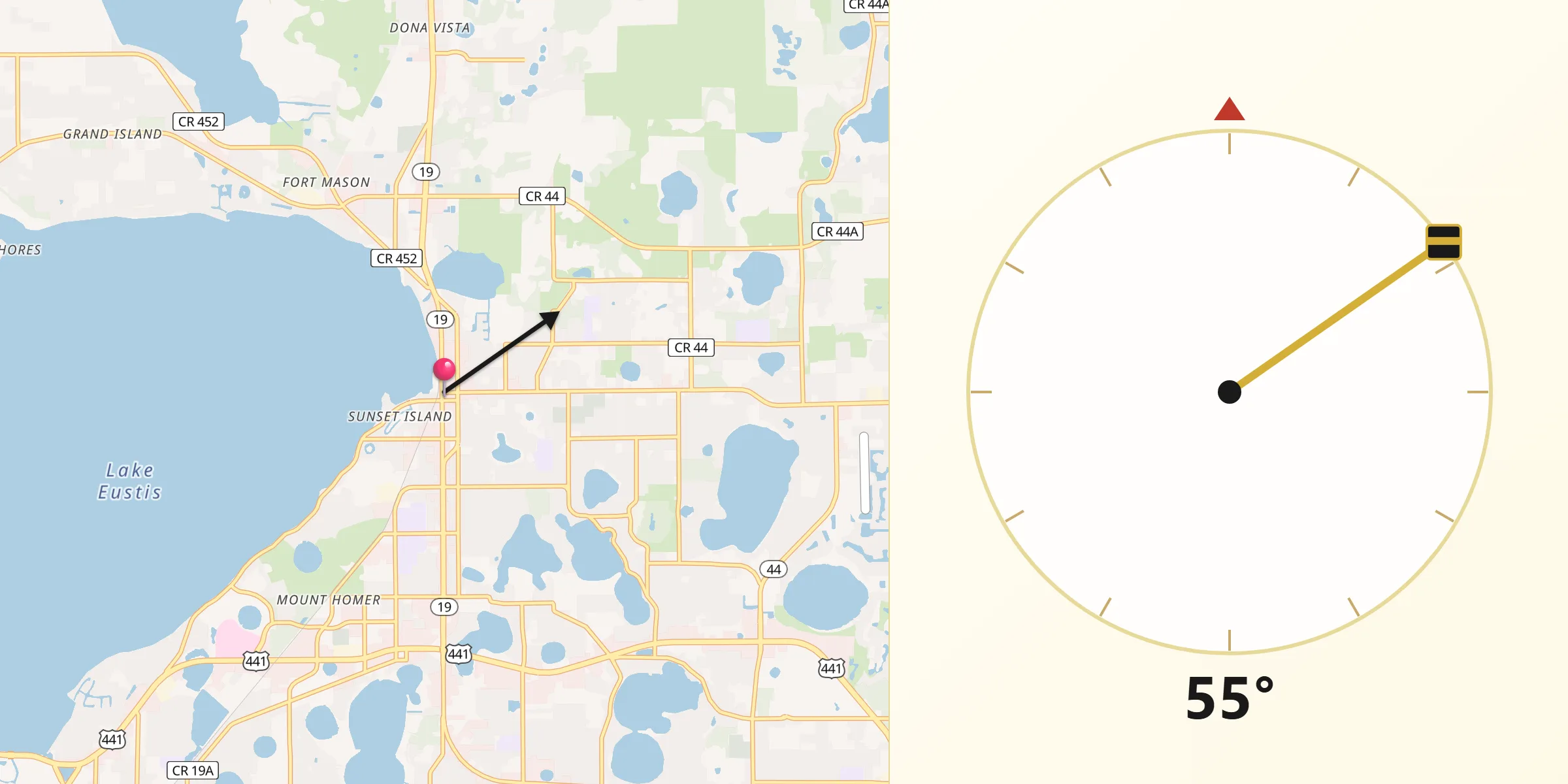 Qibla Direction from Eustis