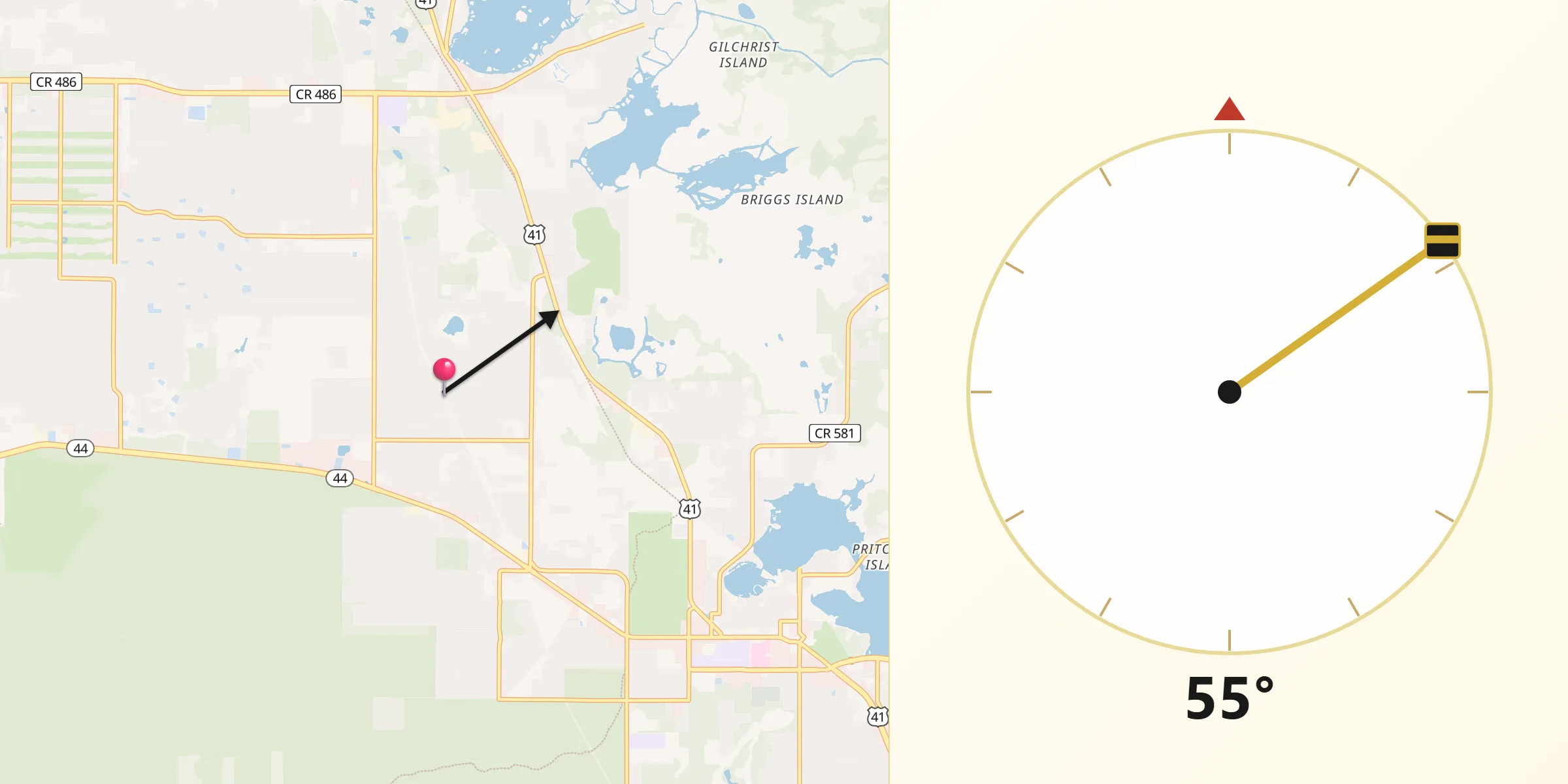 Qibla Direction from Inverness Highlands North