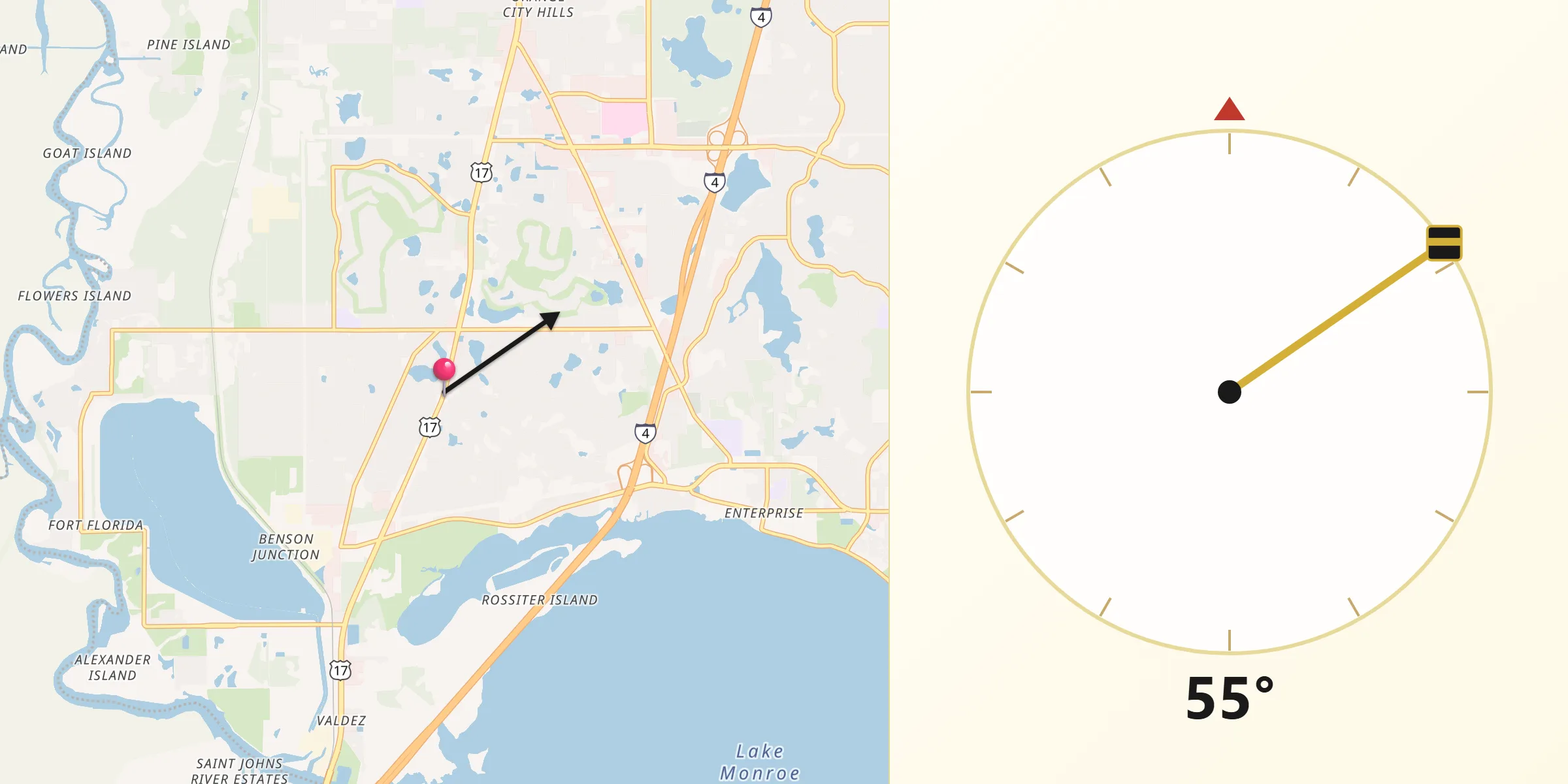 Qibla Direction from DeBary