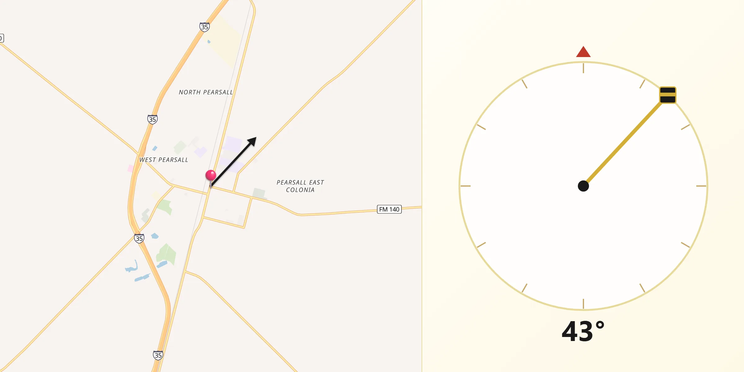 Qibla Direction from Pearsall