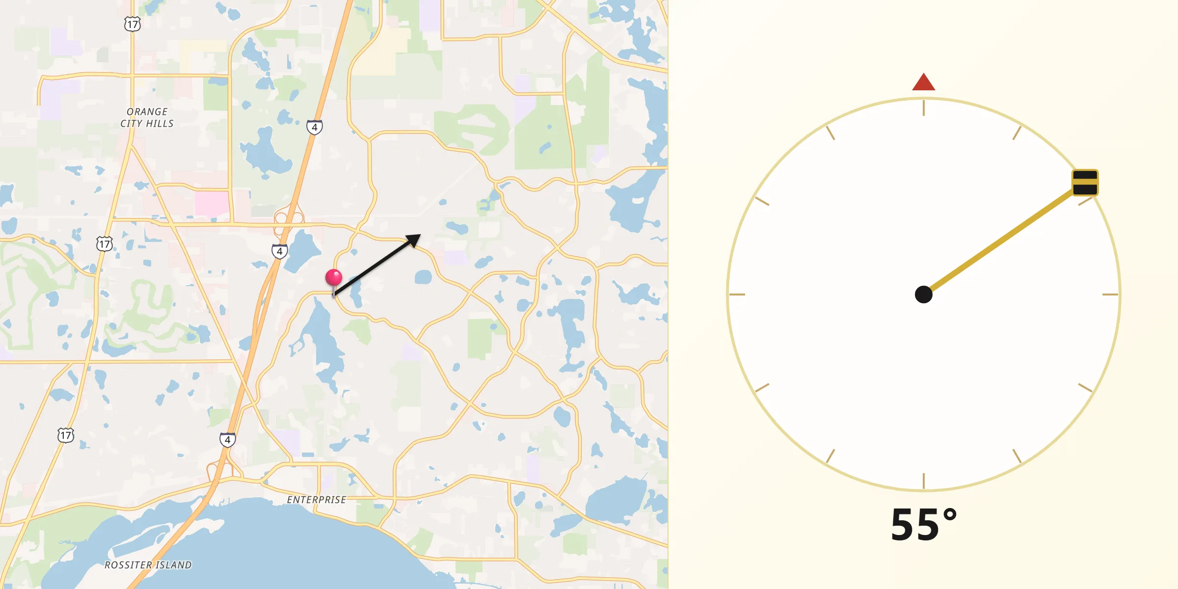 Qibla Direction from Deltona