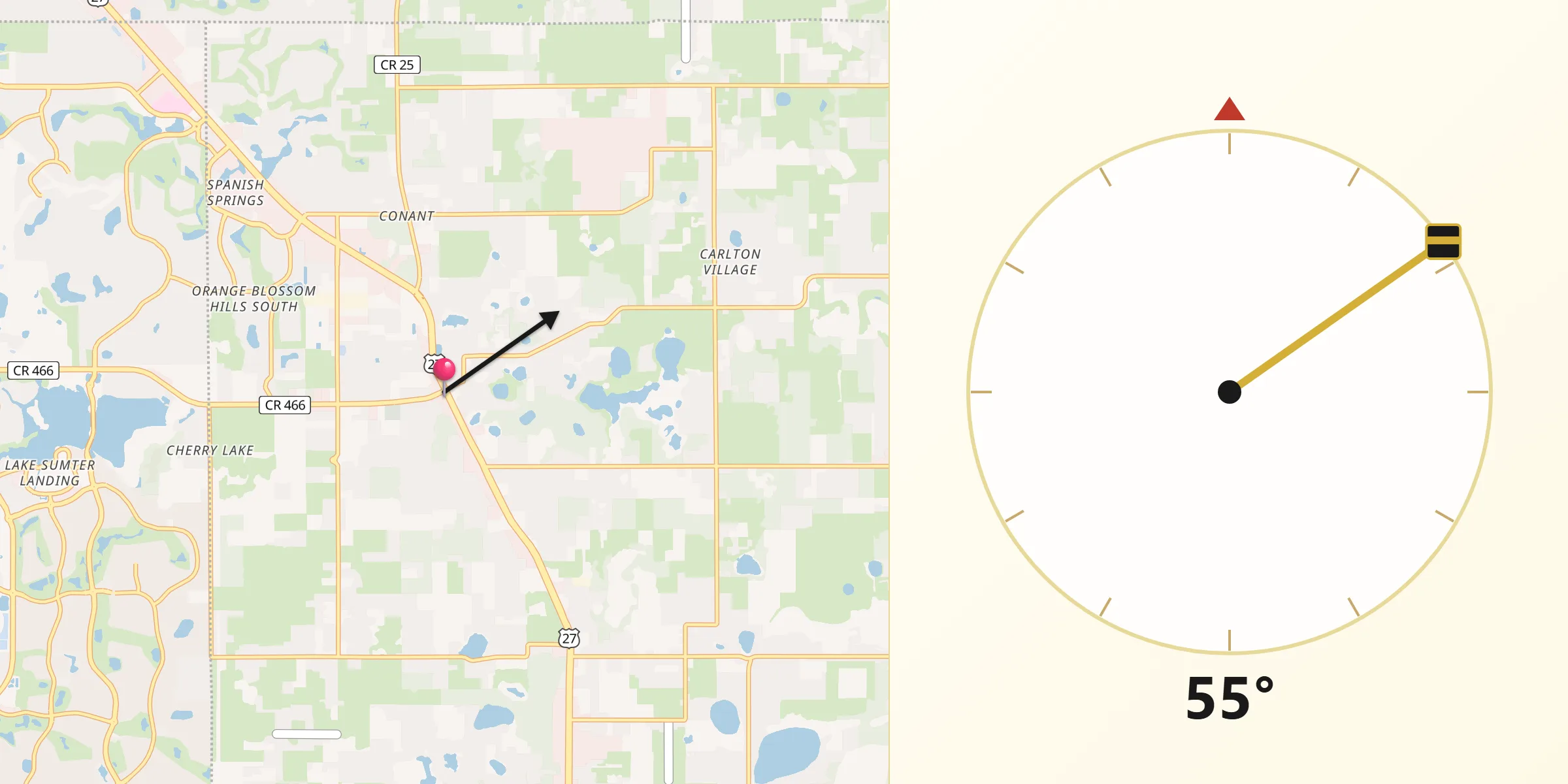 Qibla Direction from Lady Lake
