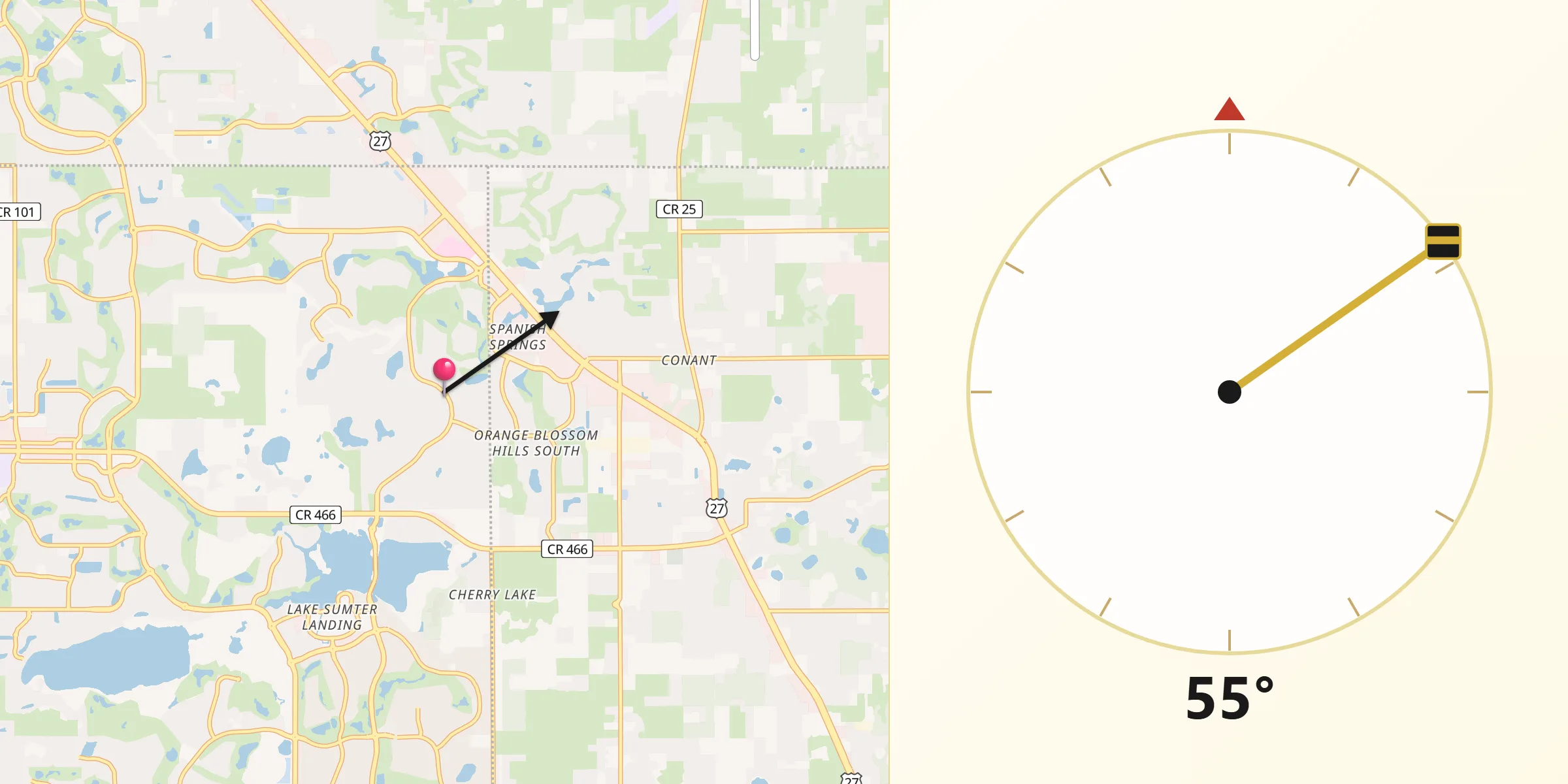 Qibla Direction from The Villages