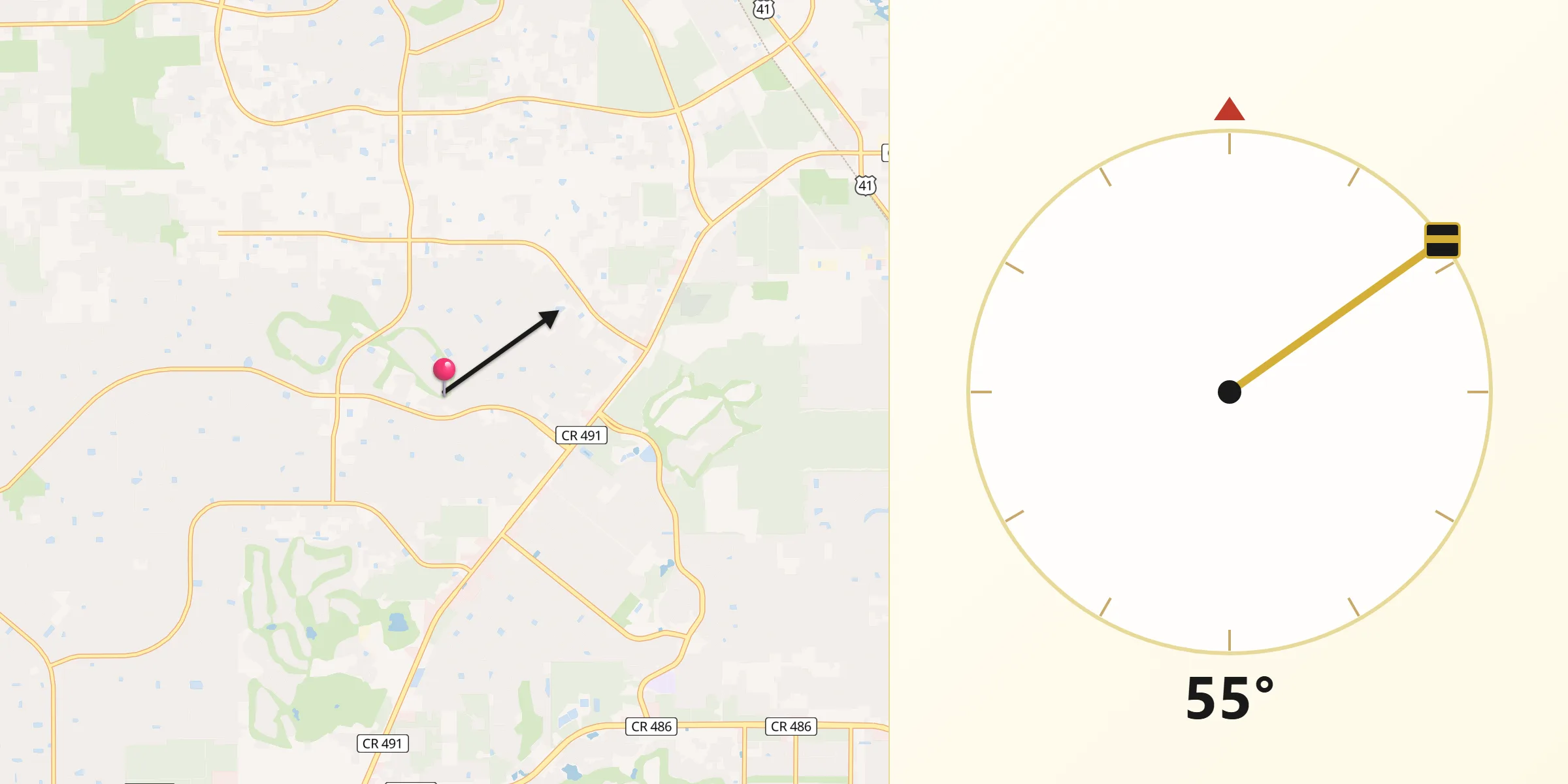 Qibla Direction from Pine Ridge