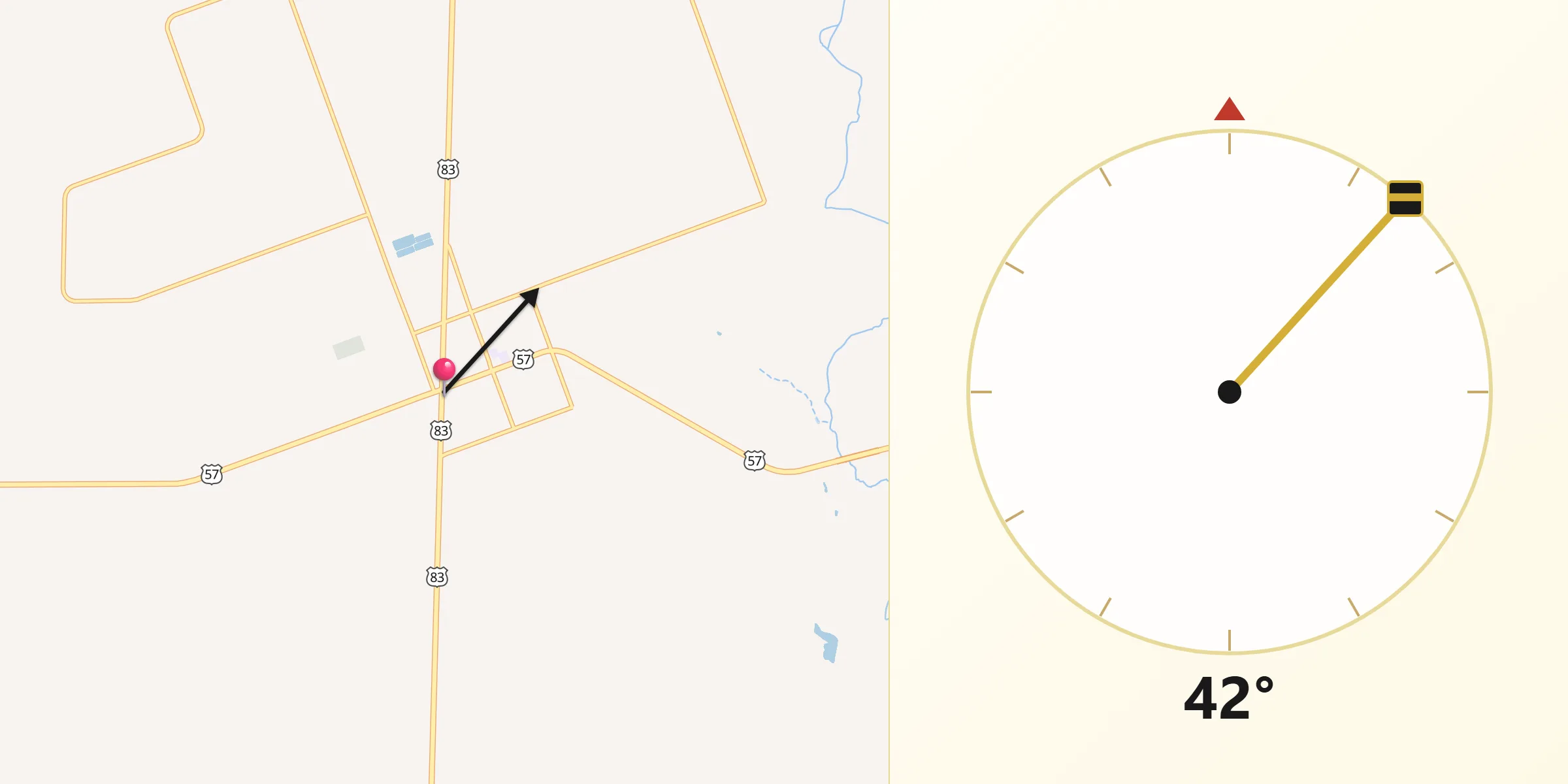 Qibla Direction from La Pryor