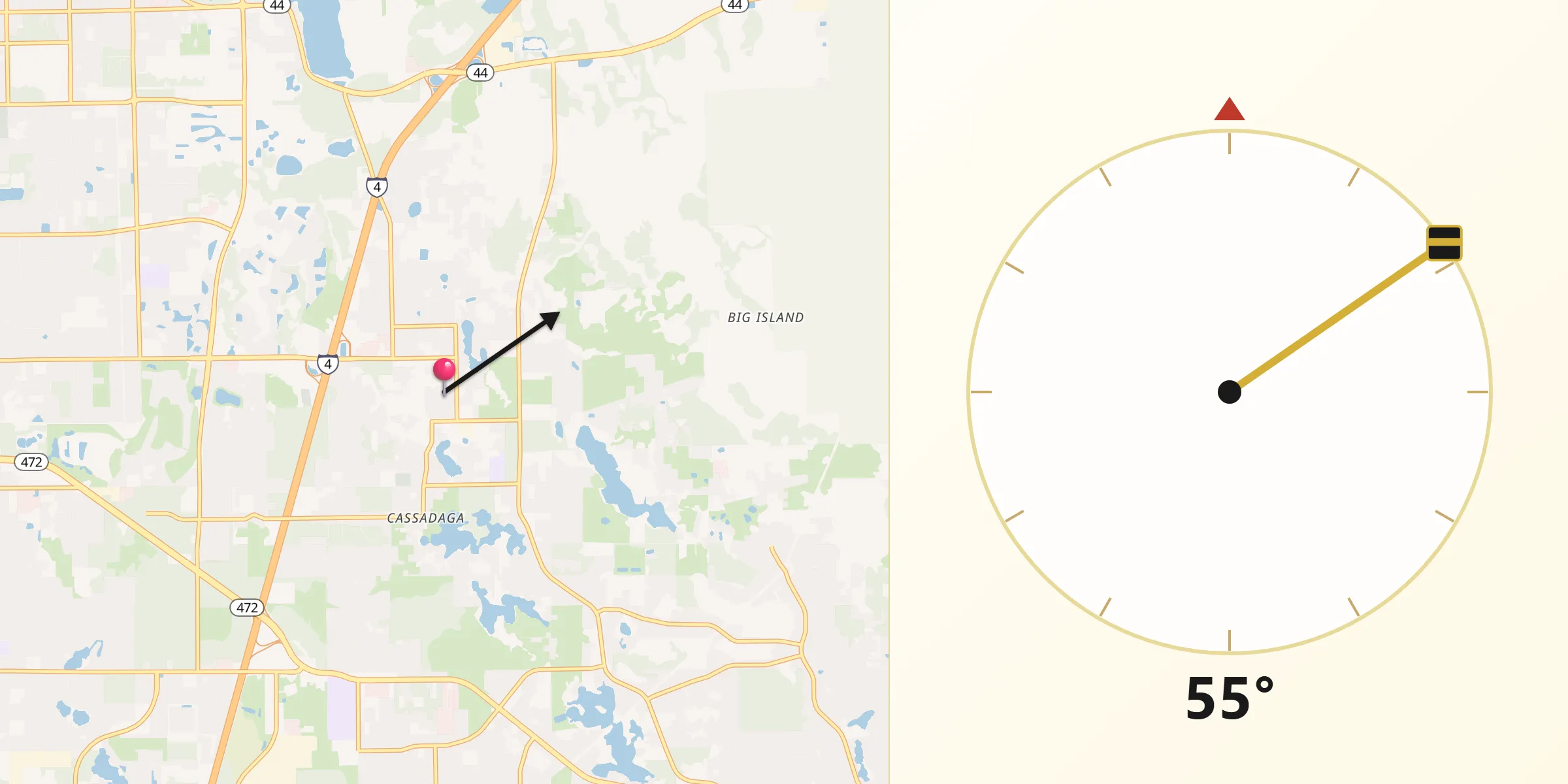 Qibla Direction from Lake Helen