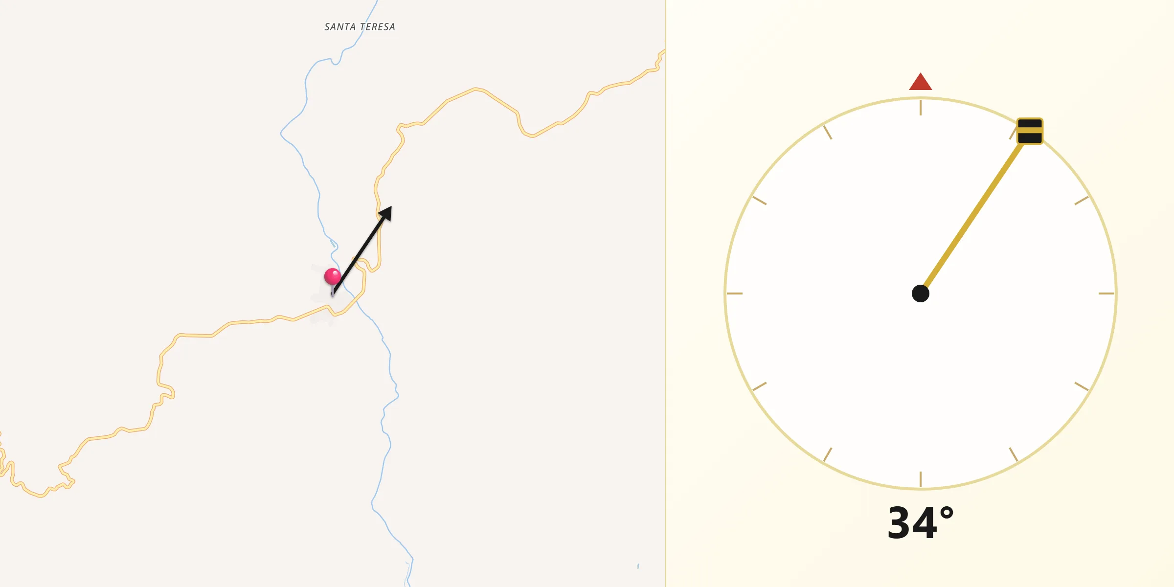 Dirección de la Qibla desde Bacanora