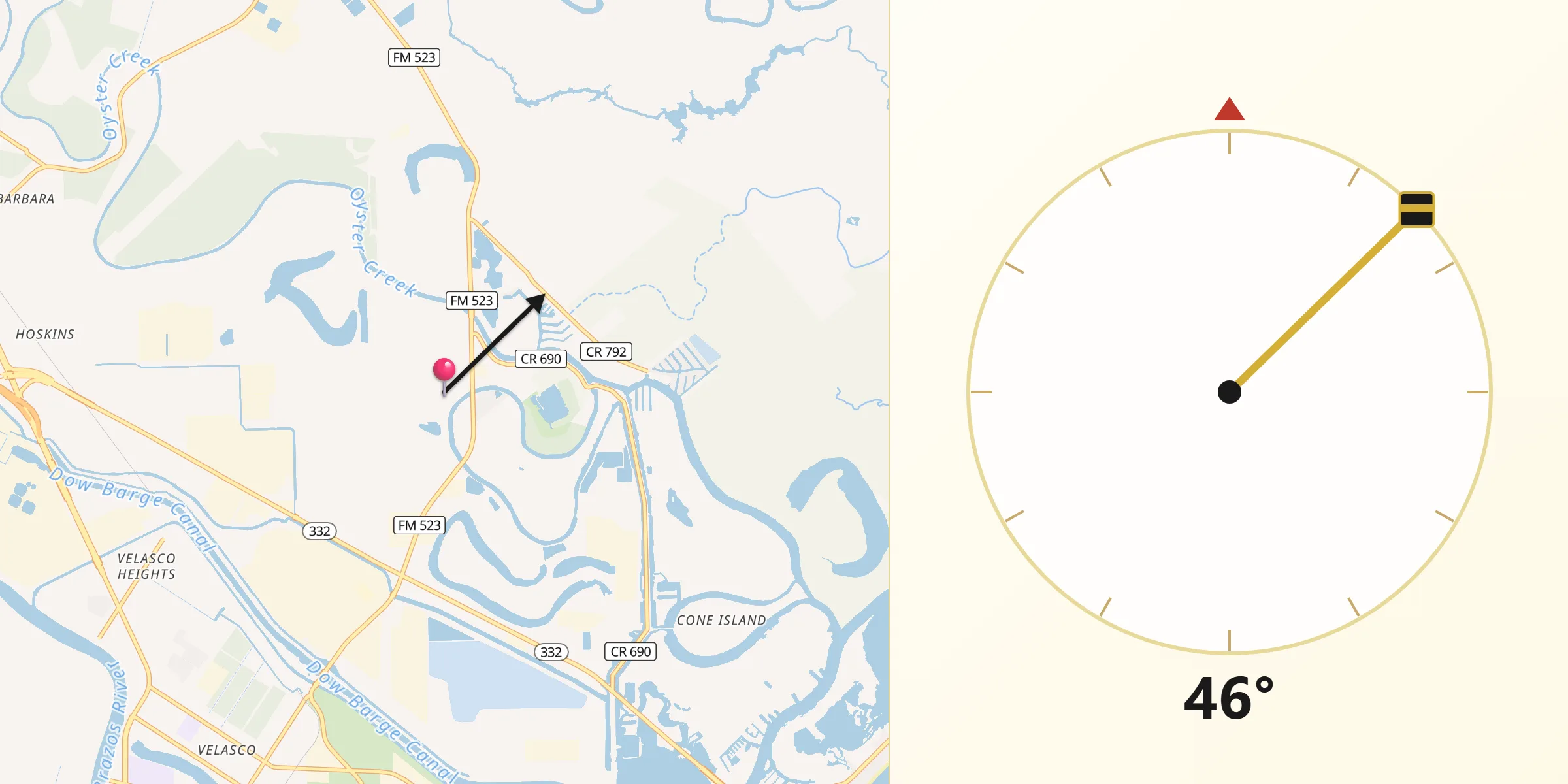 Qibla Direction from Oyster Creek