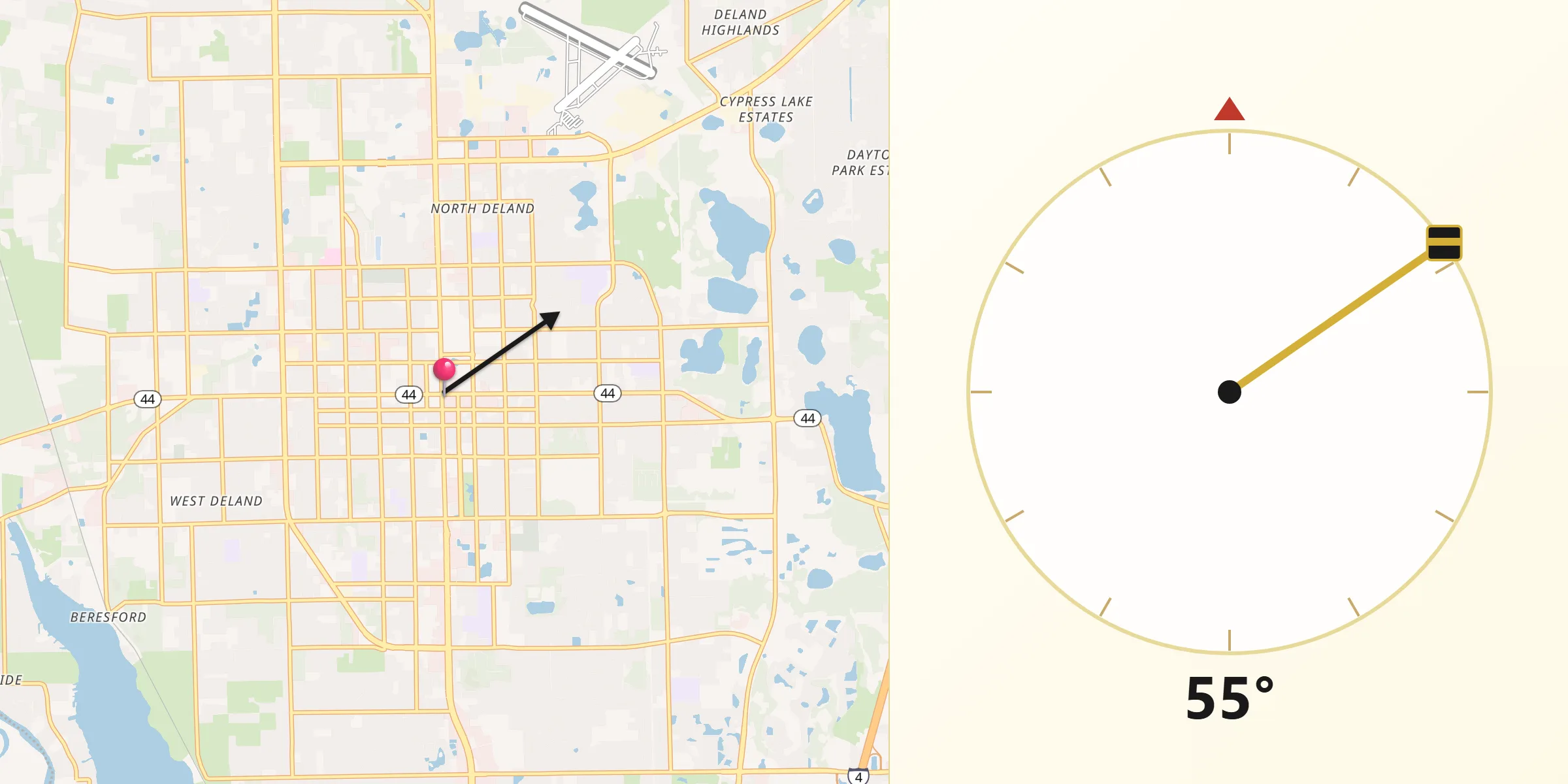 Qibla Direction from DeLand