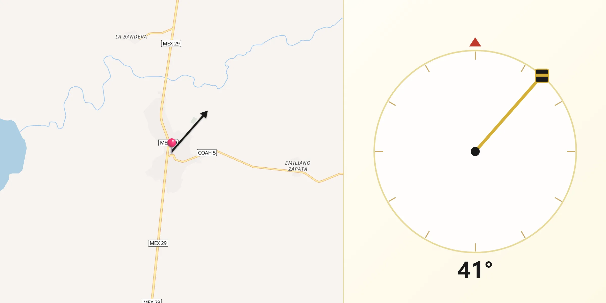 Dirección de la Qibla desde San Carlos