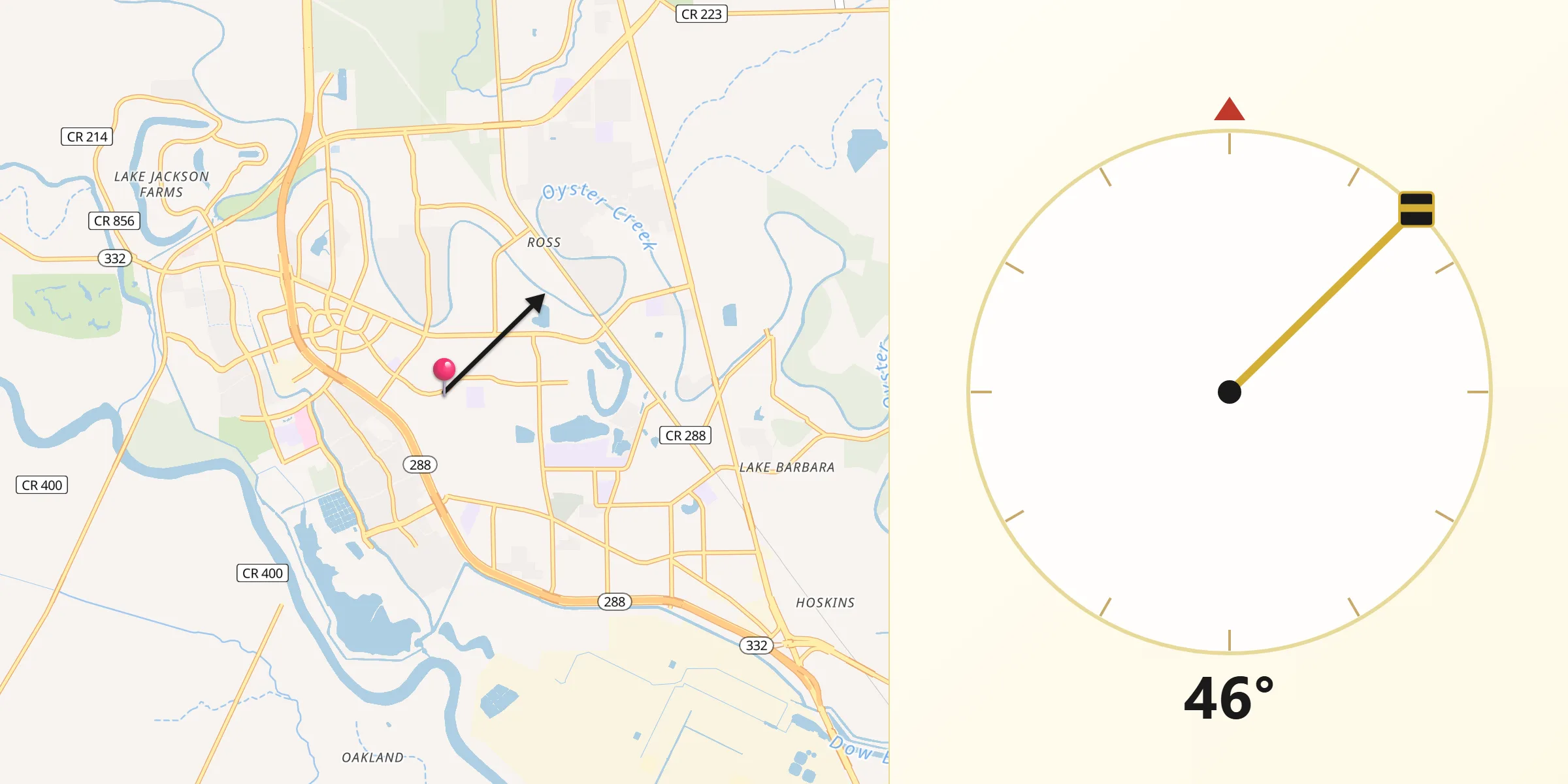 Qibla Direction from Lake Jackson