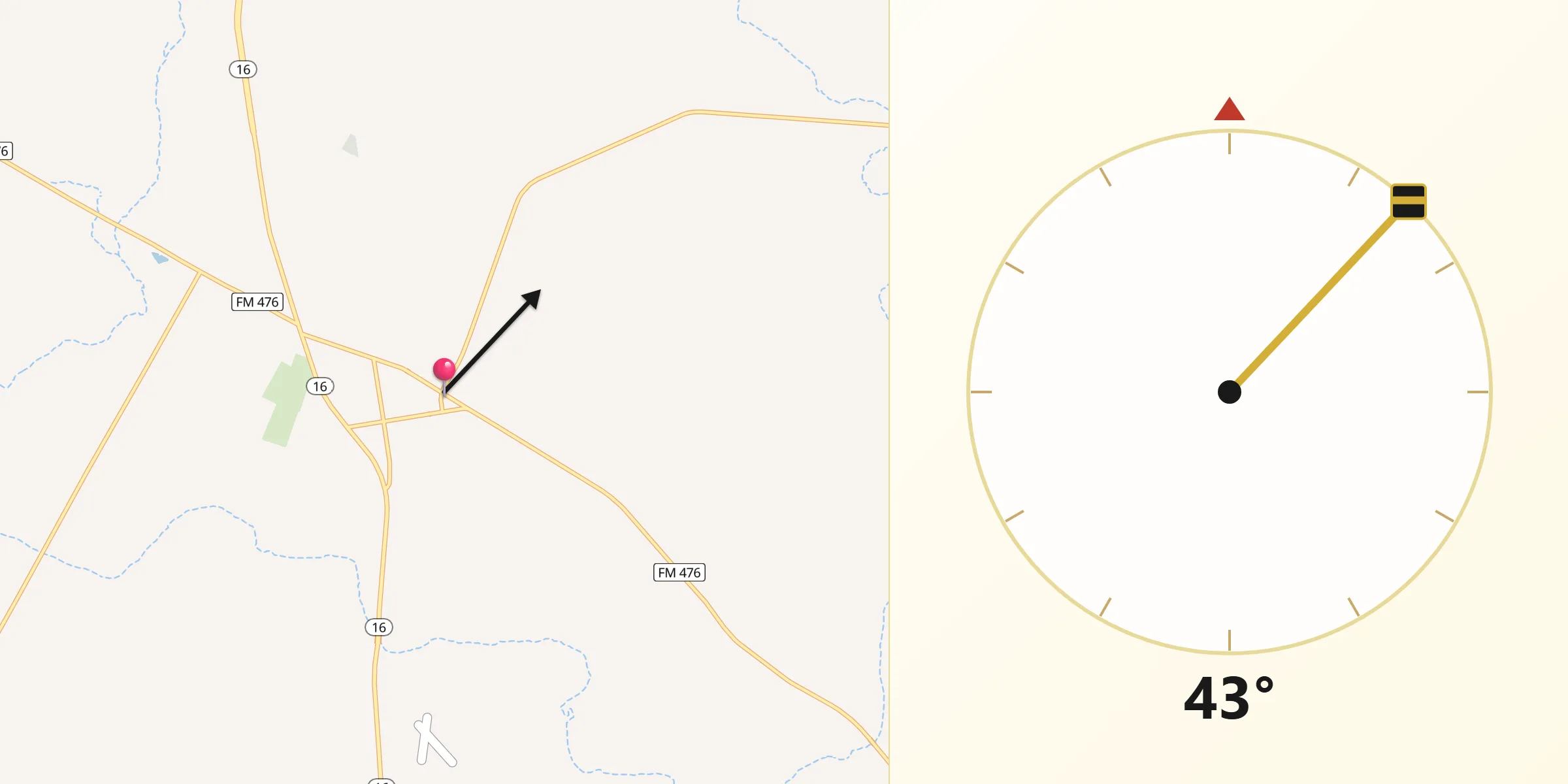 Qibla Direction from Poteet