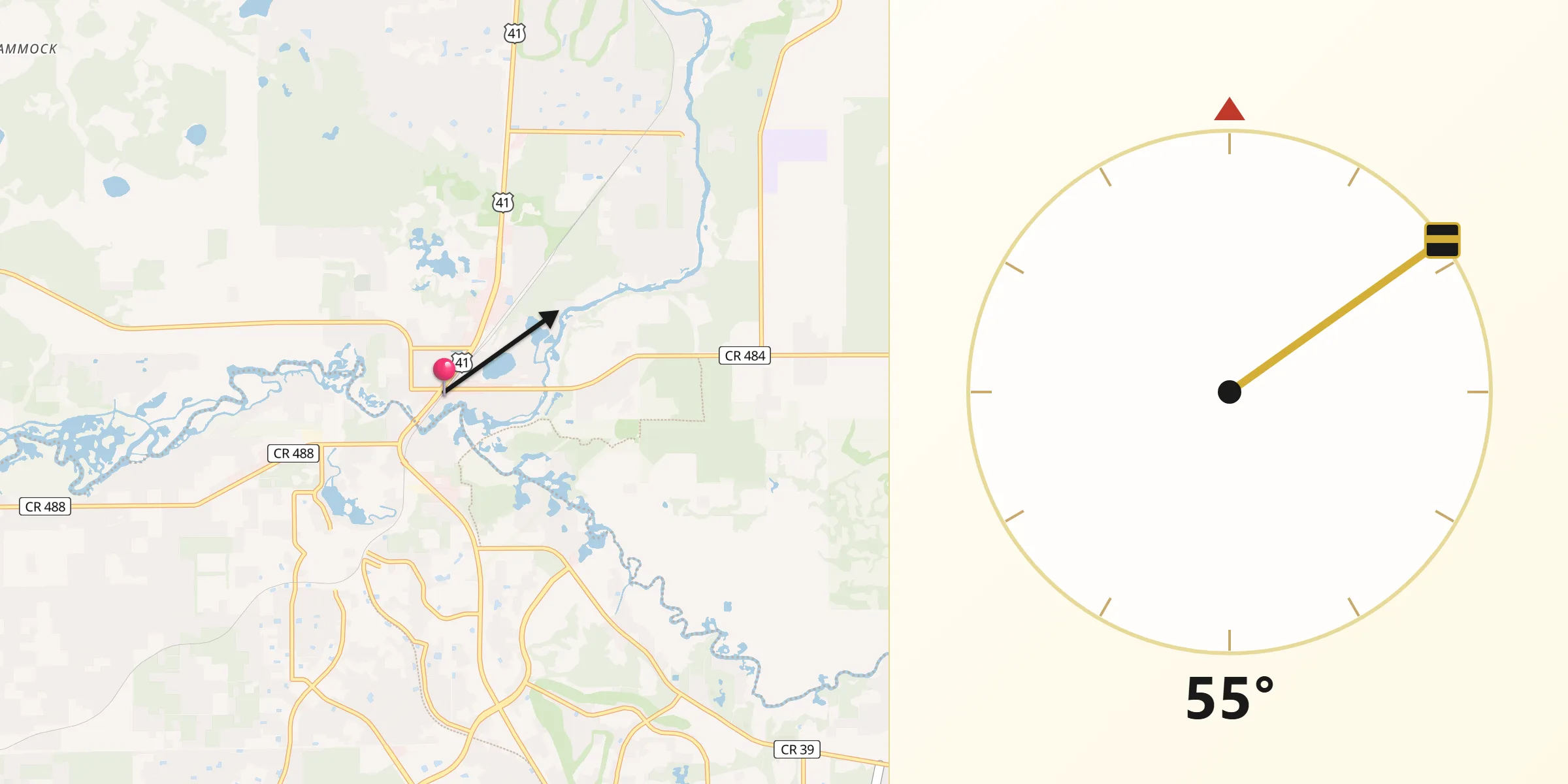 Qibla Direction from Dunnellon