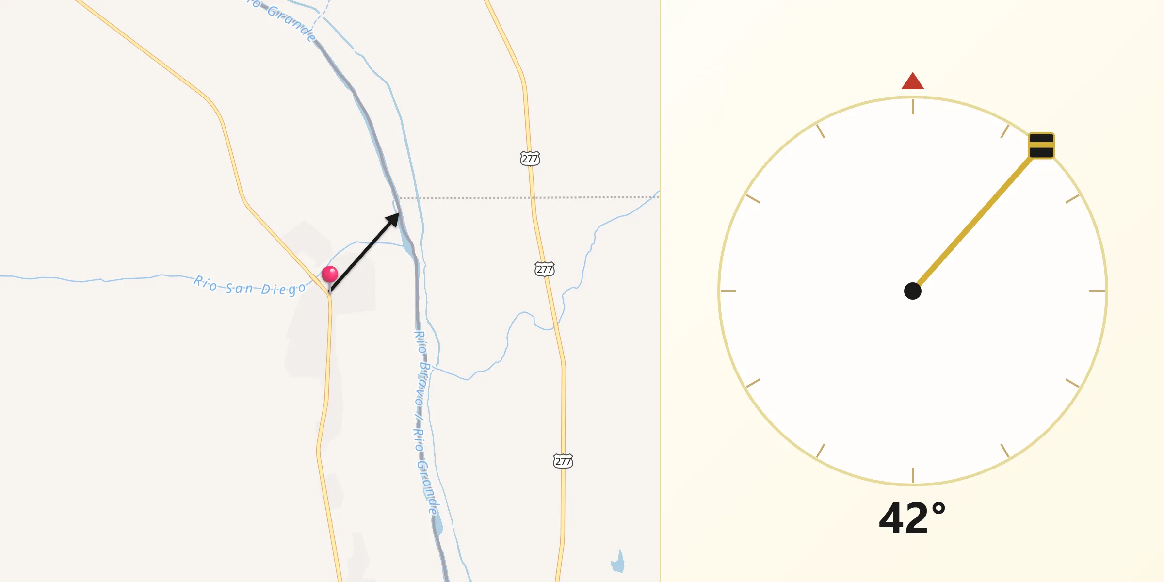 Dirección de la Qibla desde Jiménez