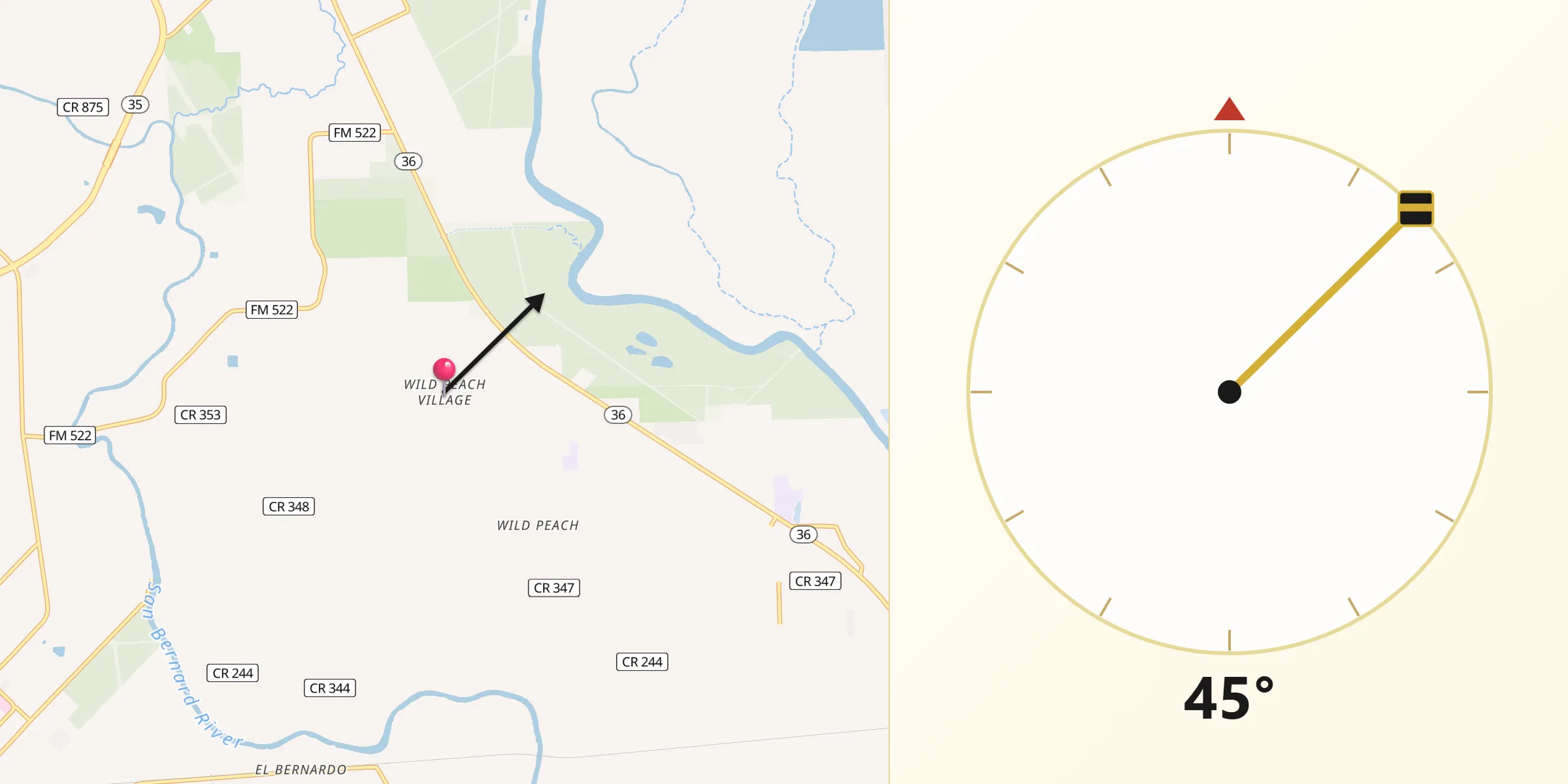 Qibla Direction from Wild Peach Village