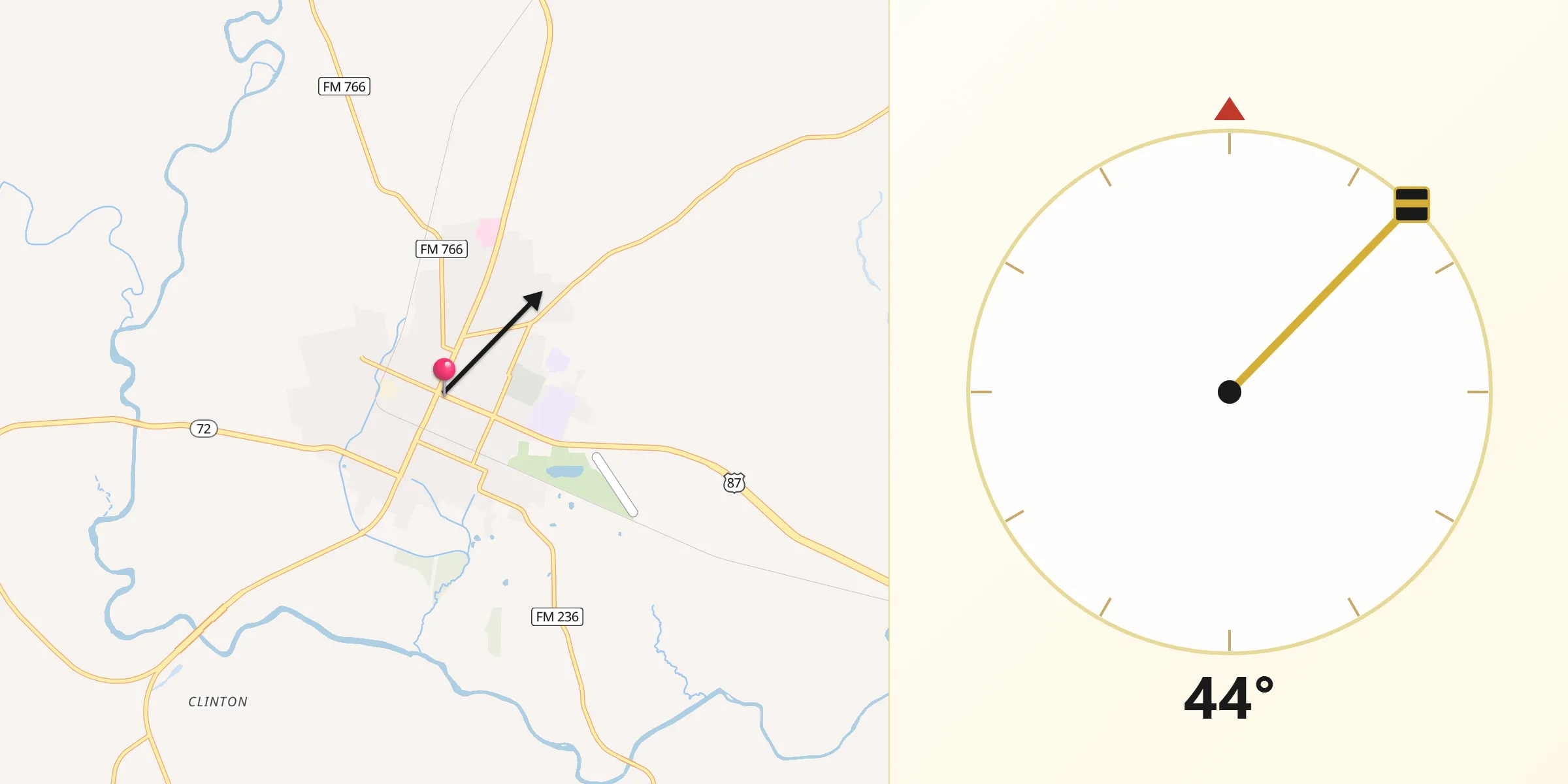 Qibla Direction from Cuero