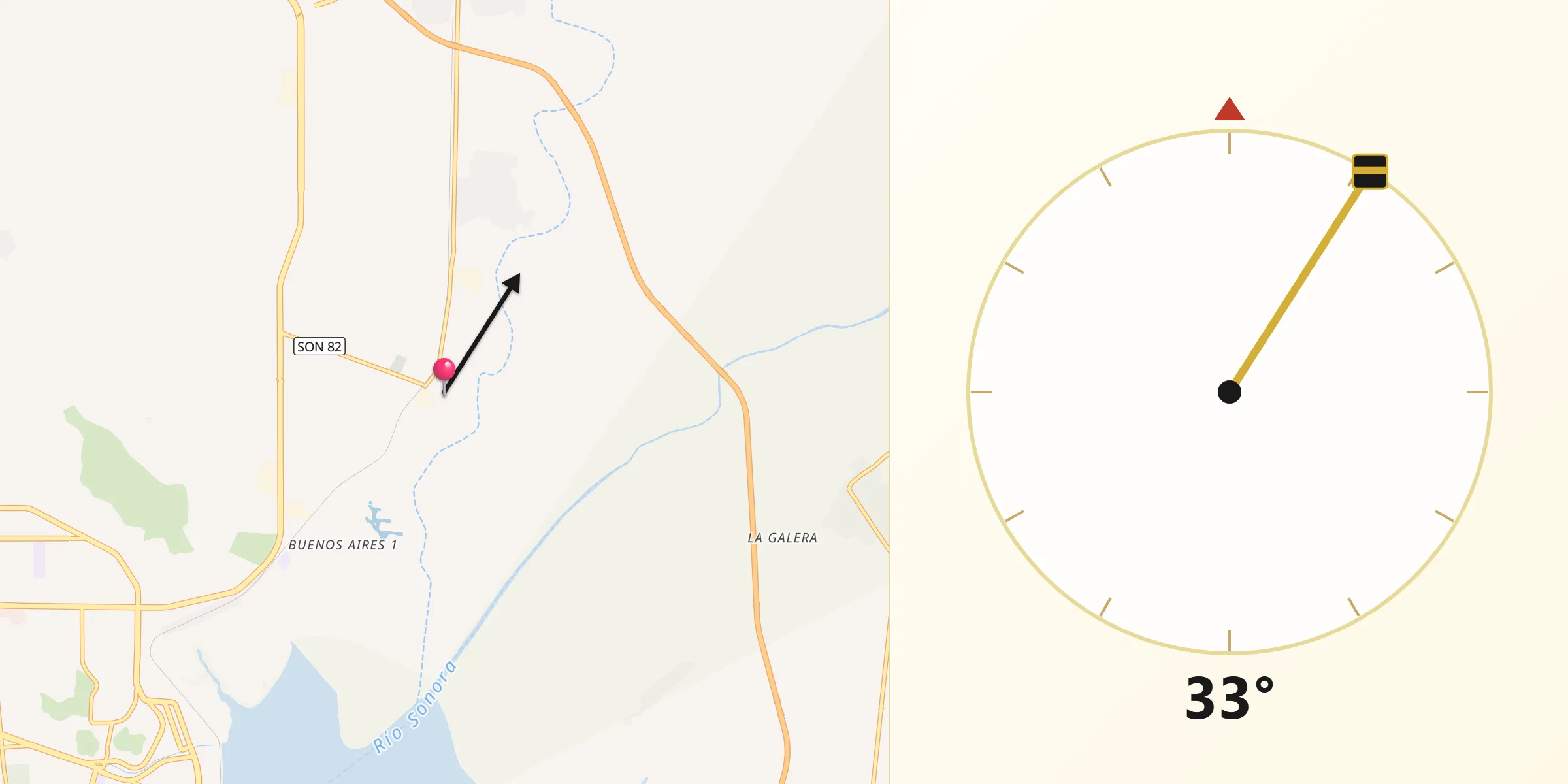 Dirección de la Qibla desde La Victoria