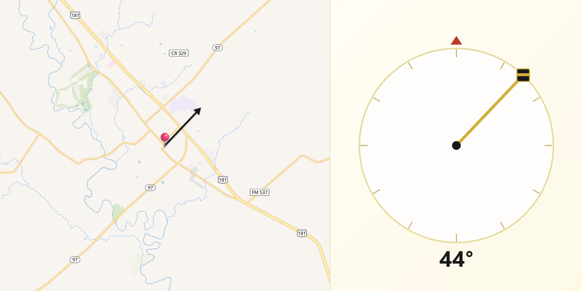 Qibla Direction from Floresville
