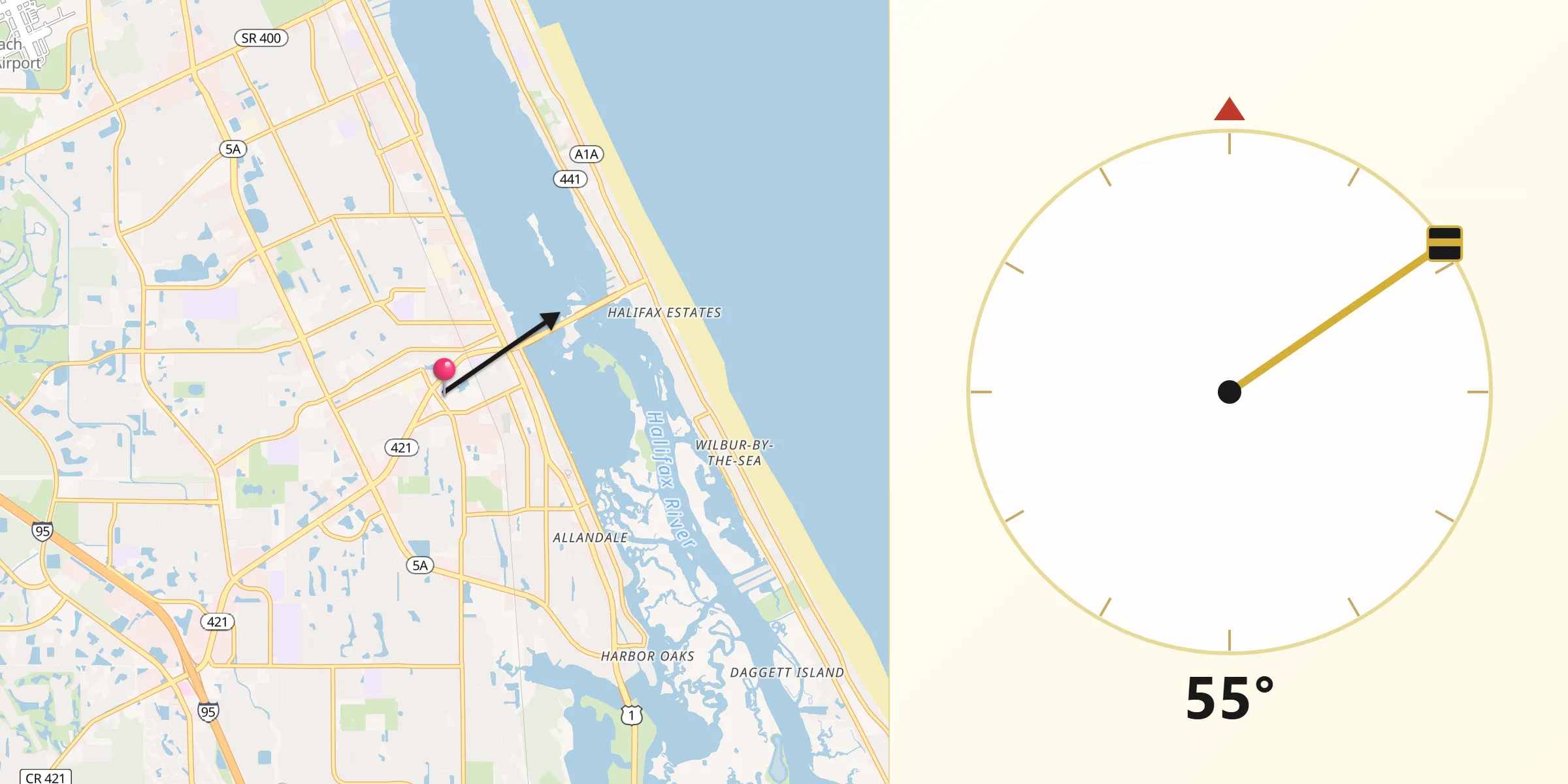 Qibla Direction from Port Orange
