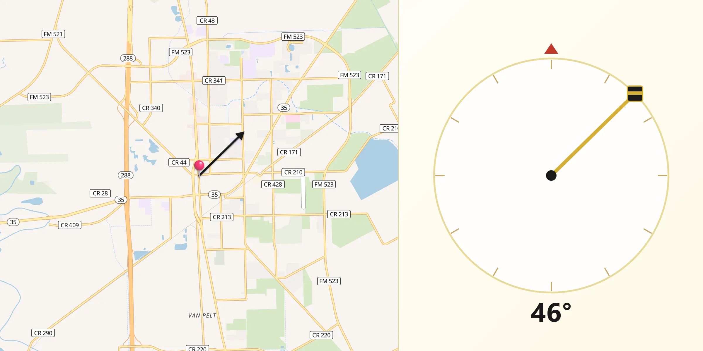 Qibla Direction from Angleton