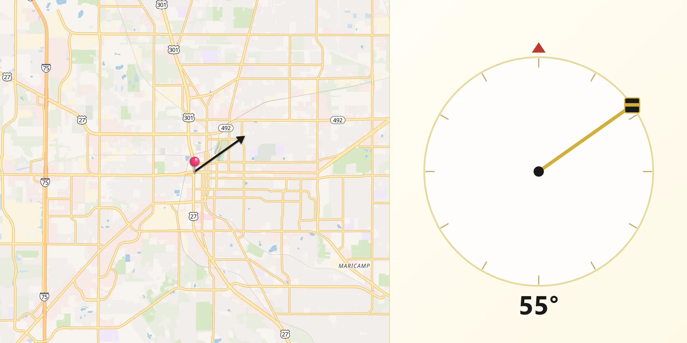 Qibla Direction from Ocala