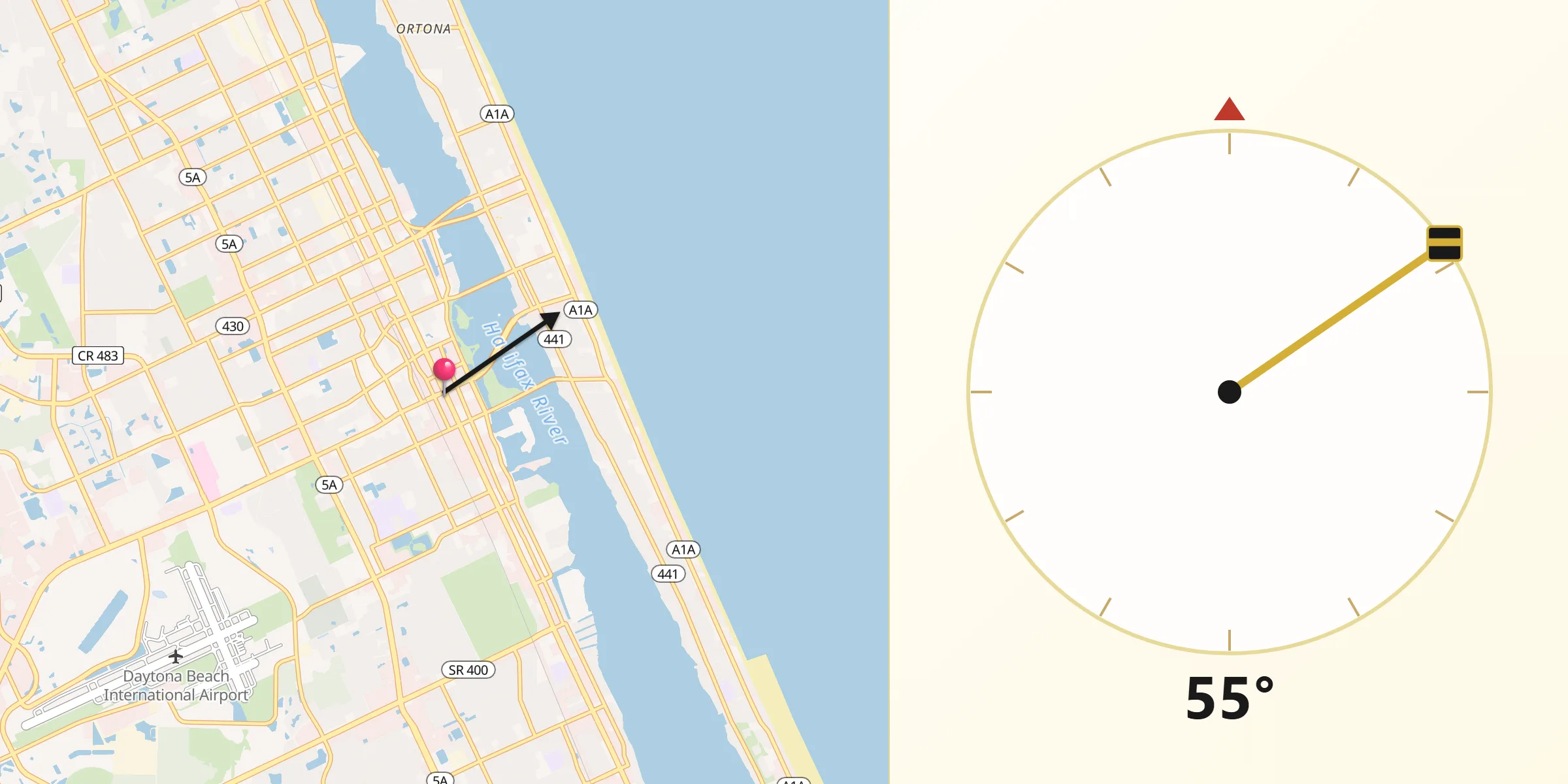 Qibla Direction from Daytona Beach
