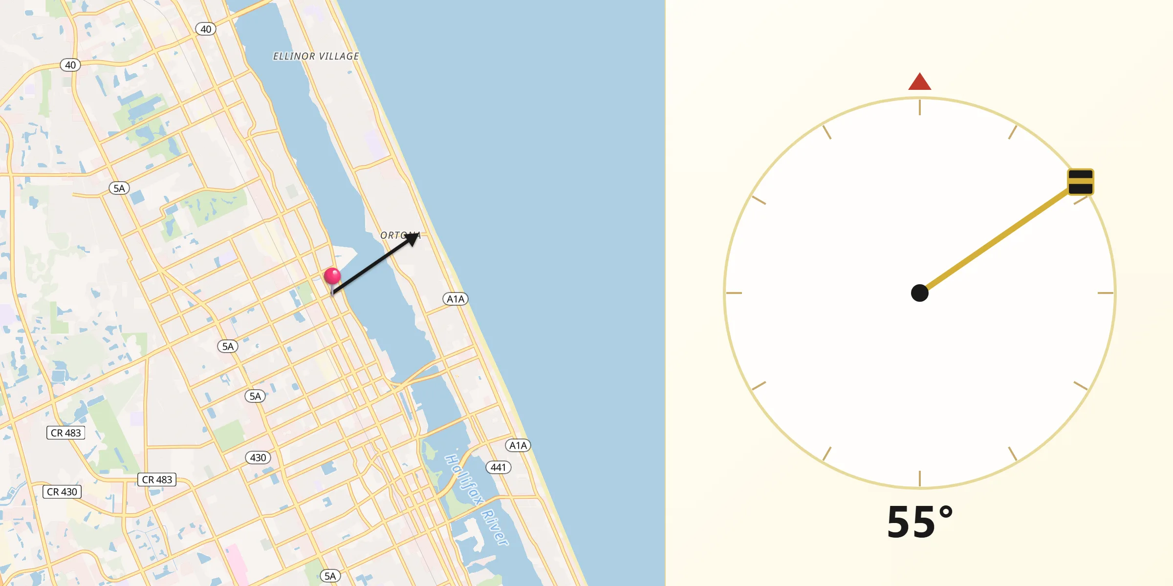Qibla Direction from Holly Hill