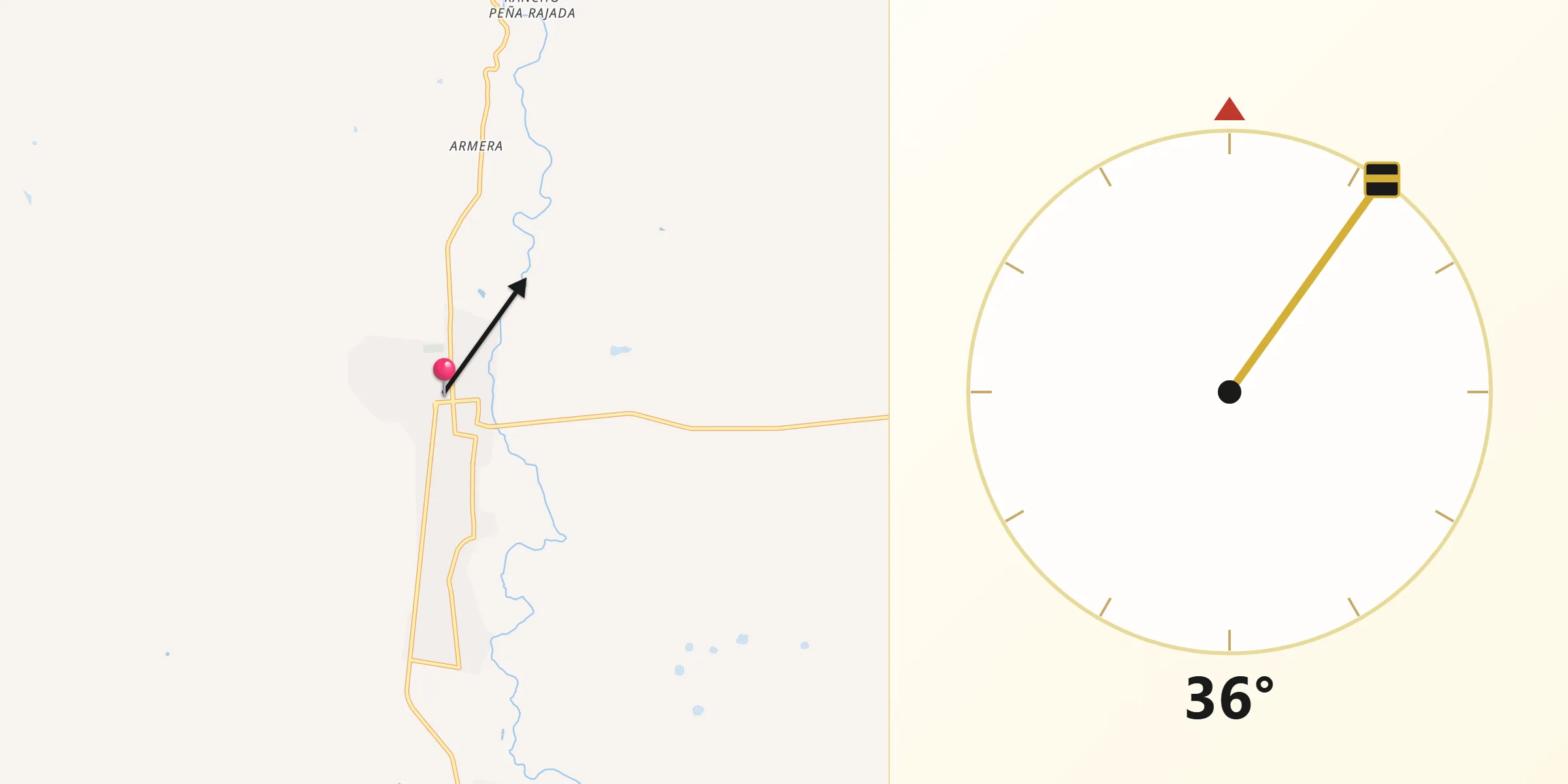 Dirección de la Qibla desde Namiquipa