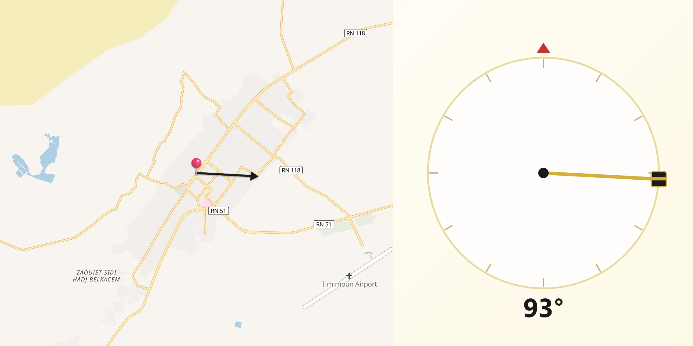 Direction vers la Qibla depuis Timimoun