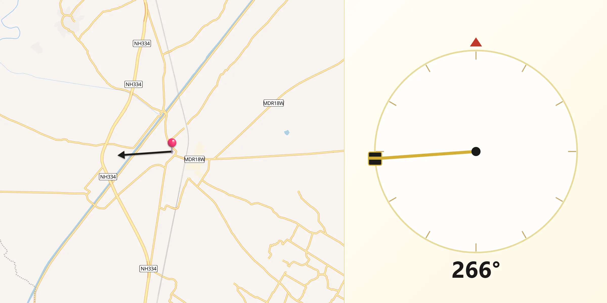 Qibla Direction from Khatauli