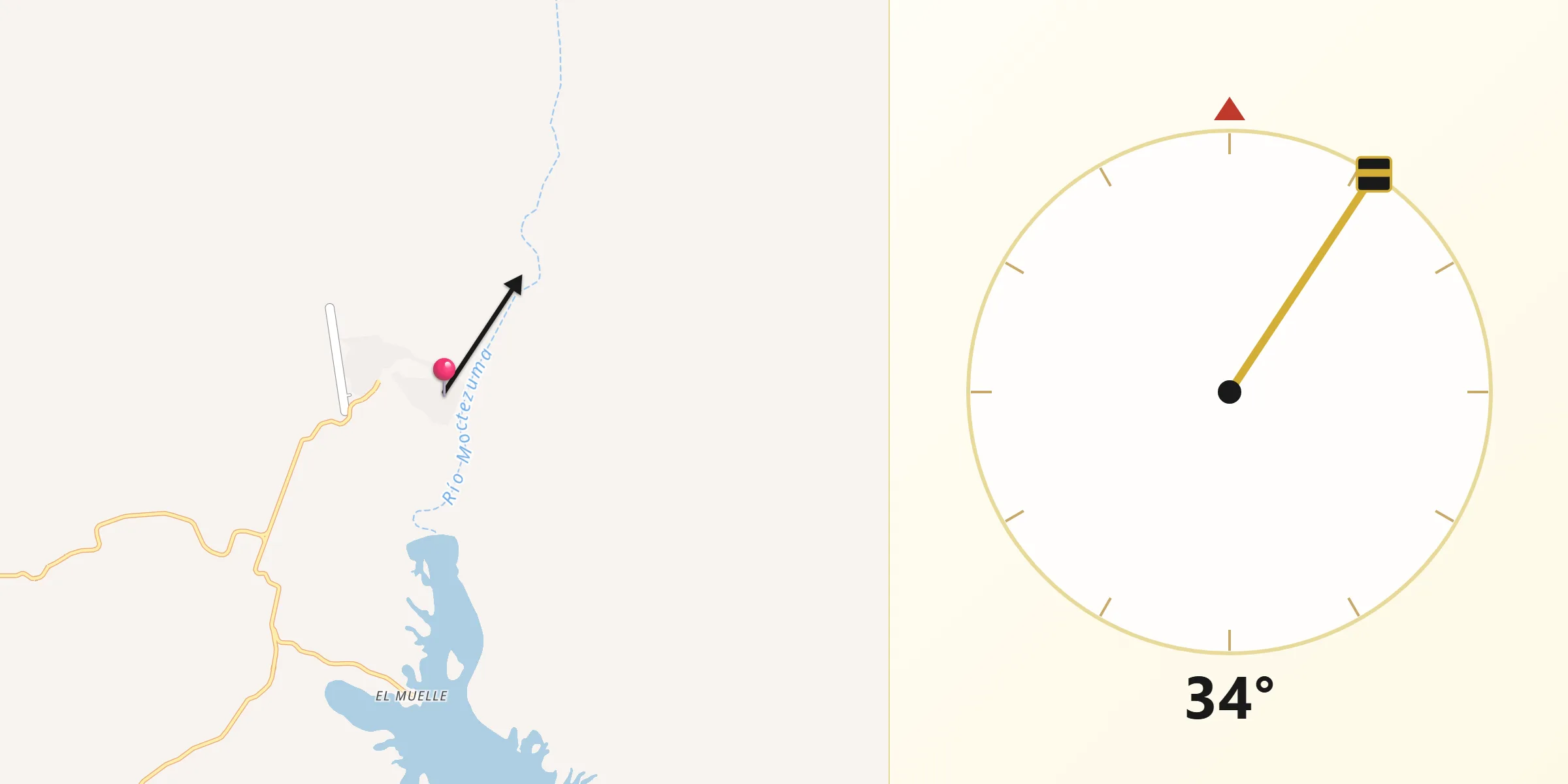 Dirección de la Qibla desde San Pedro de la Cueva