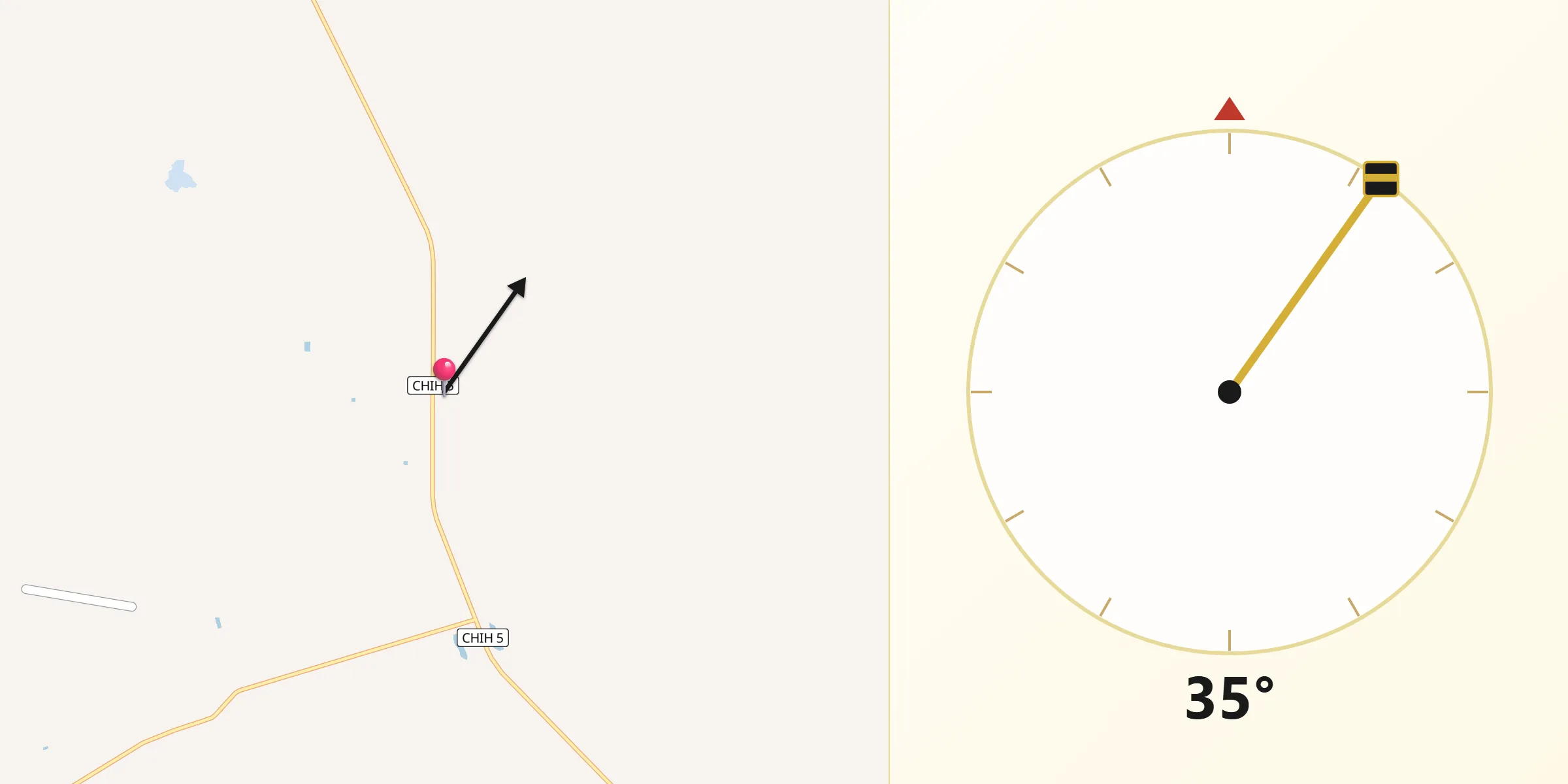 Dirección de la Qibla desde Peña Blanca