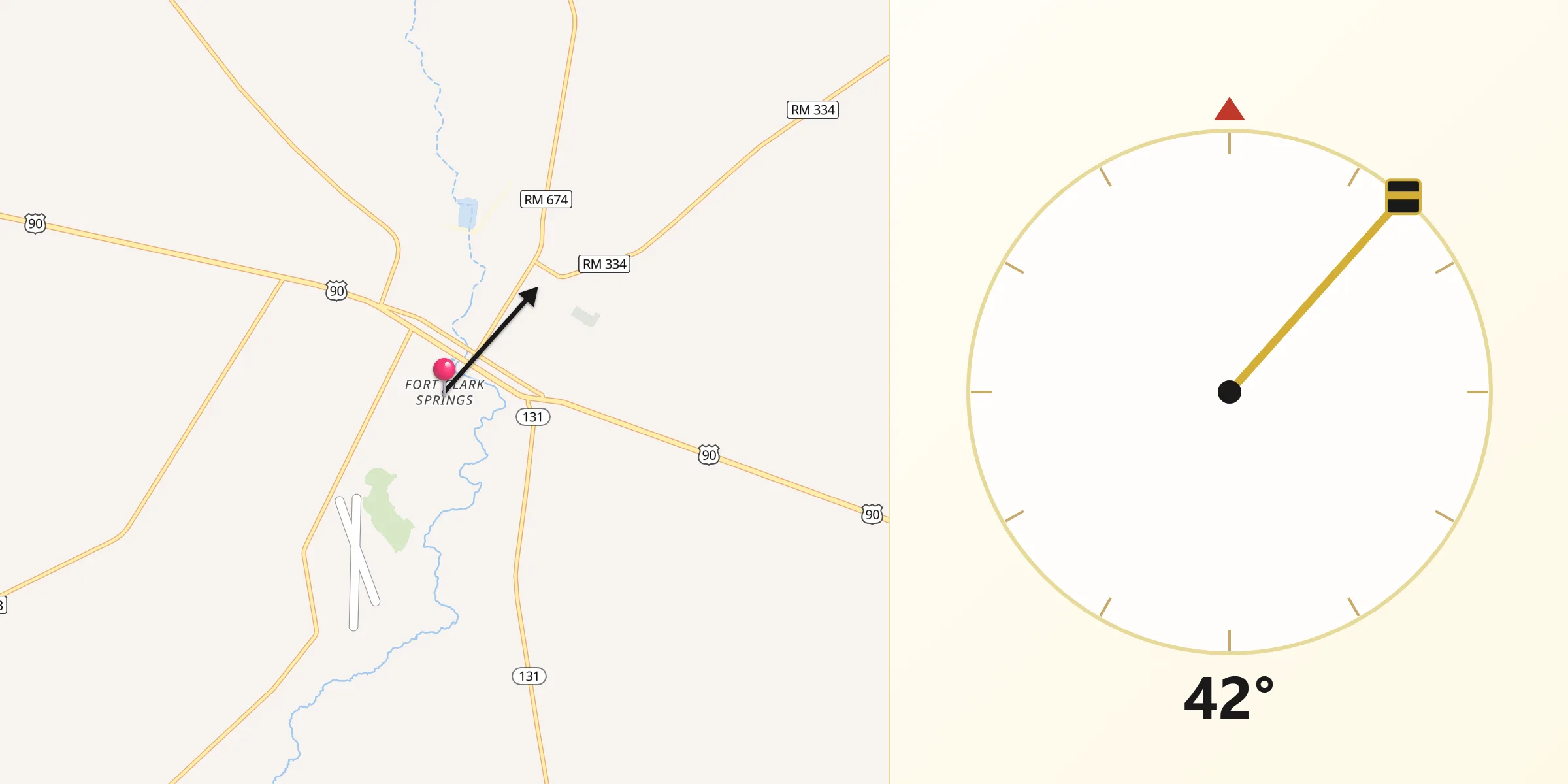 Qibla Direction from Fort Clark Springs