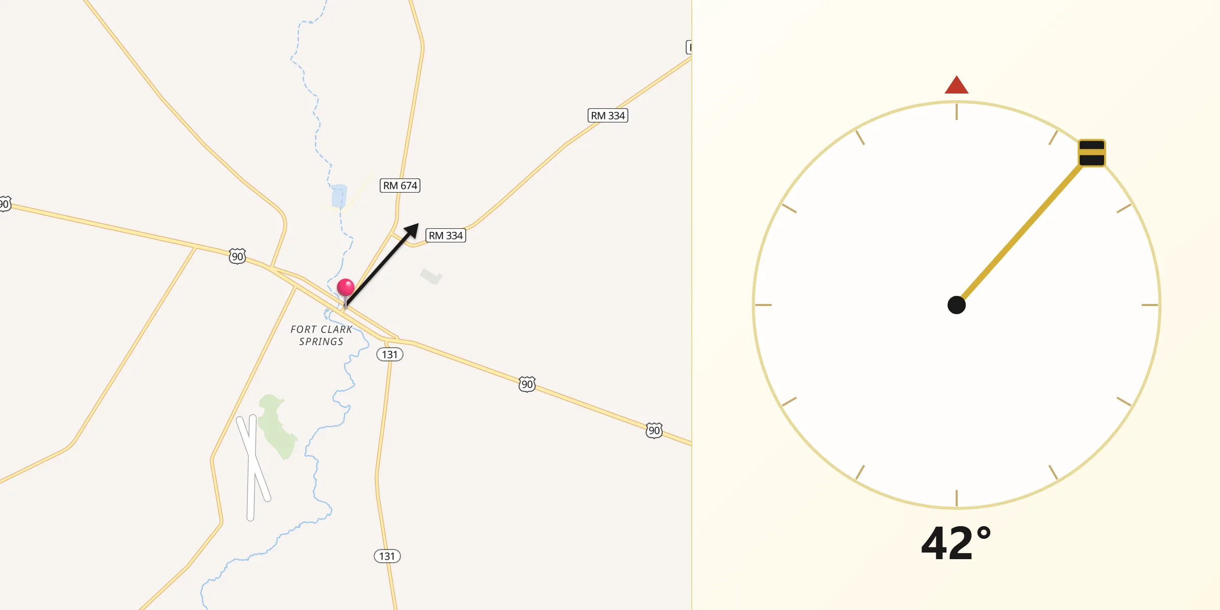 Qibla Direction from Brackettville