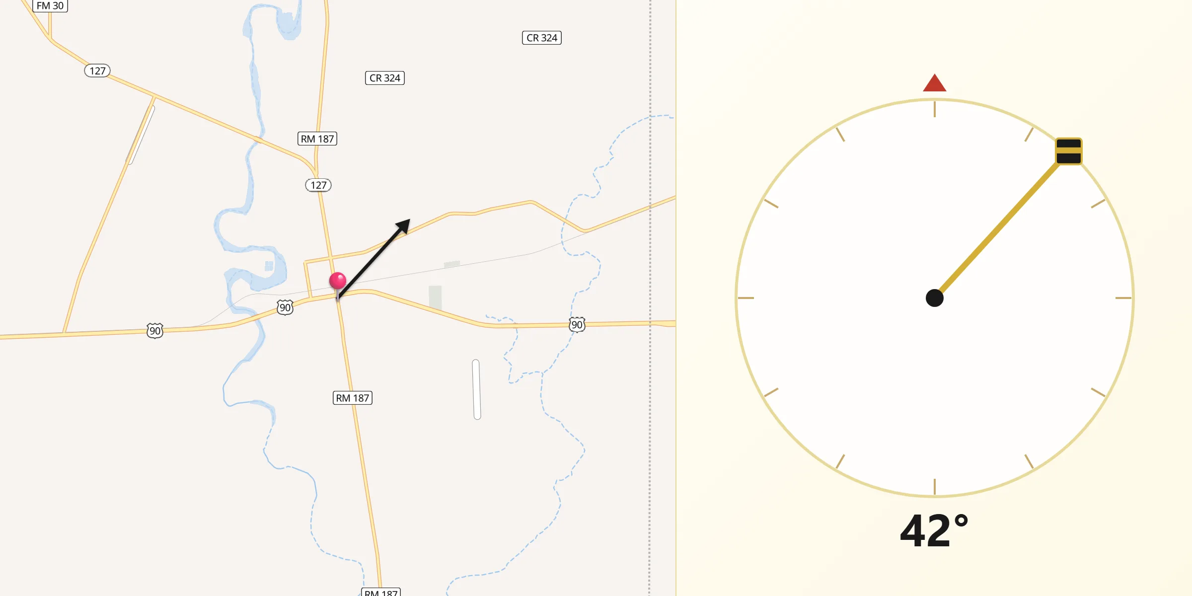 Qibla Direction from Sabinal