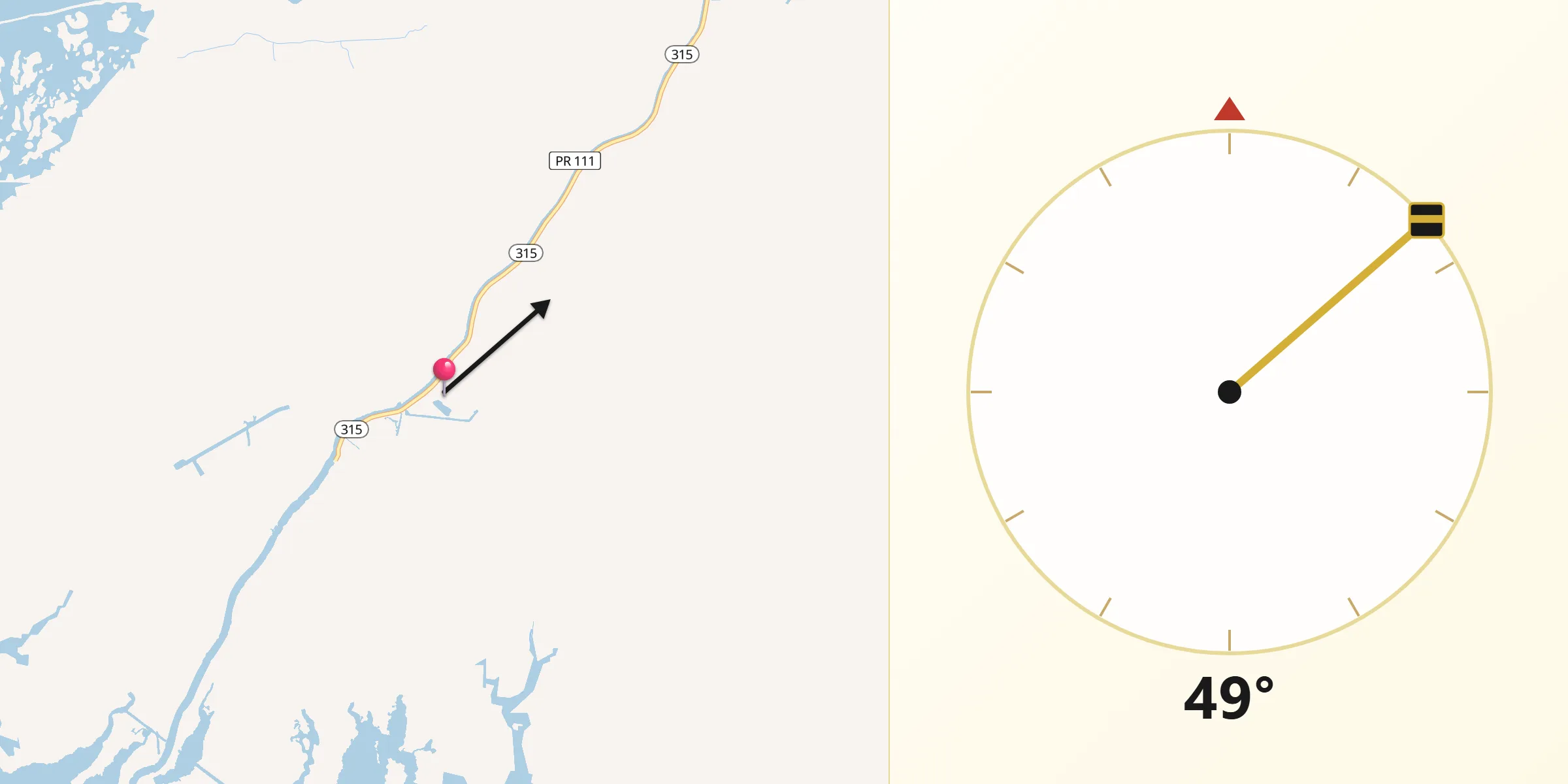 Qibla Direction from Terrebonne