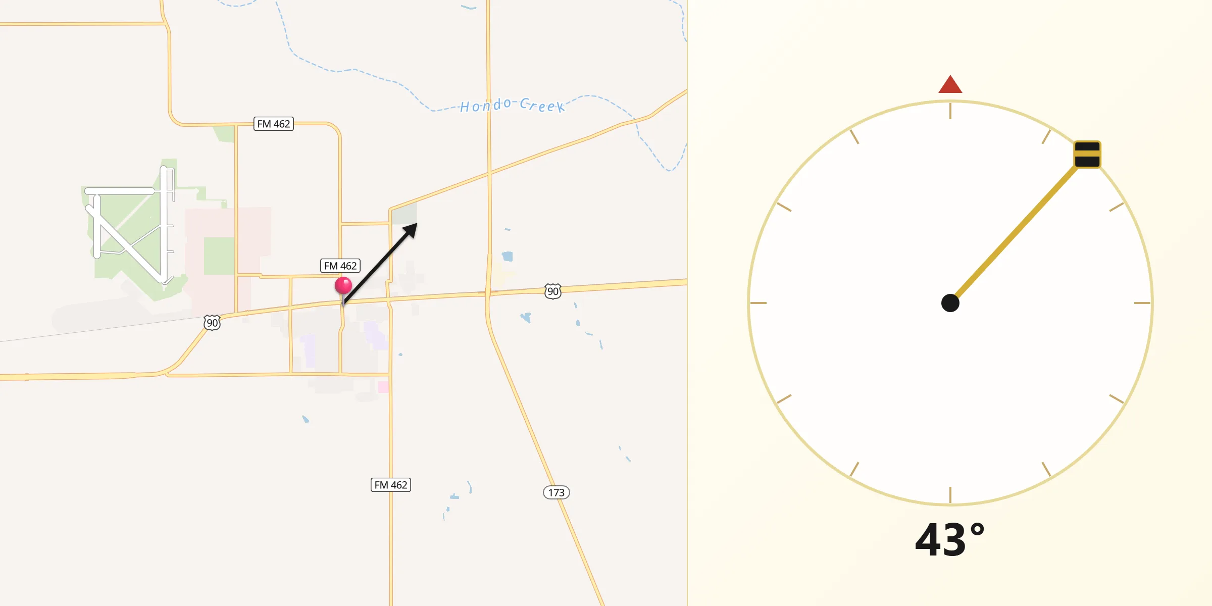 Qibla Direction from Hondo