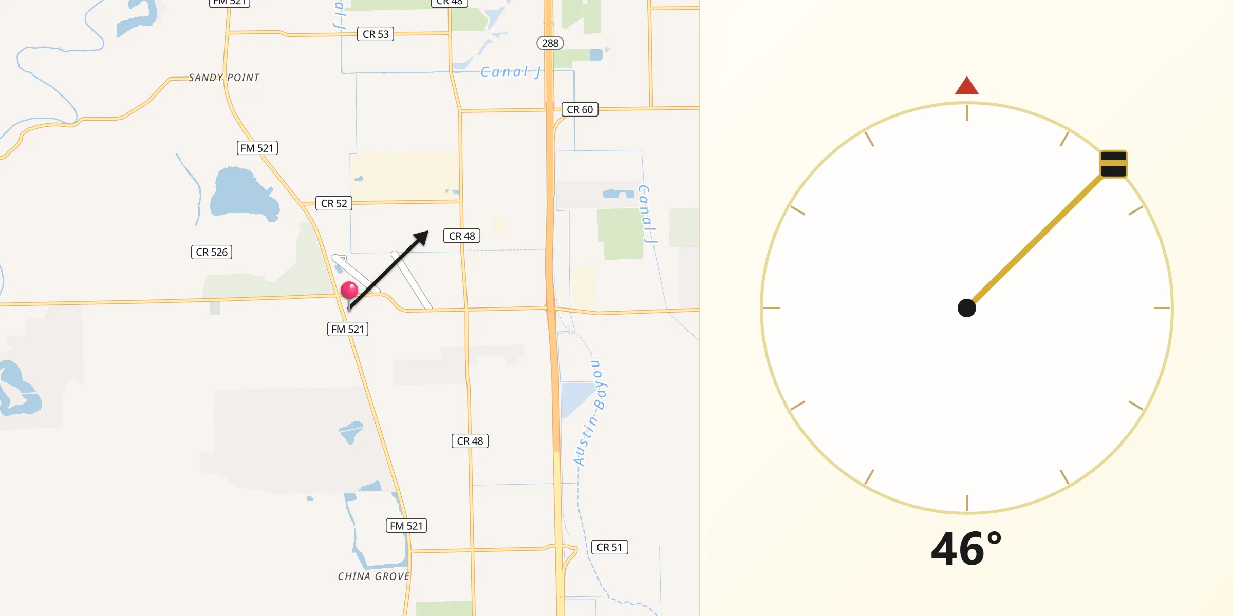 Qibla Direction from Rosharon